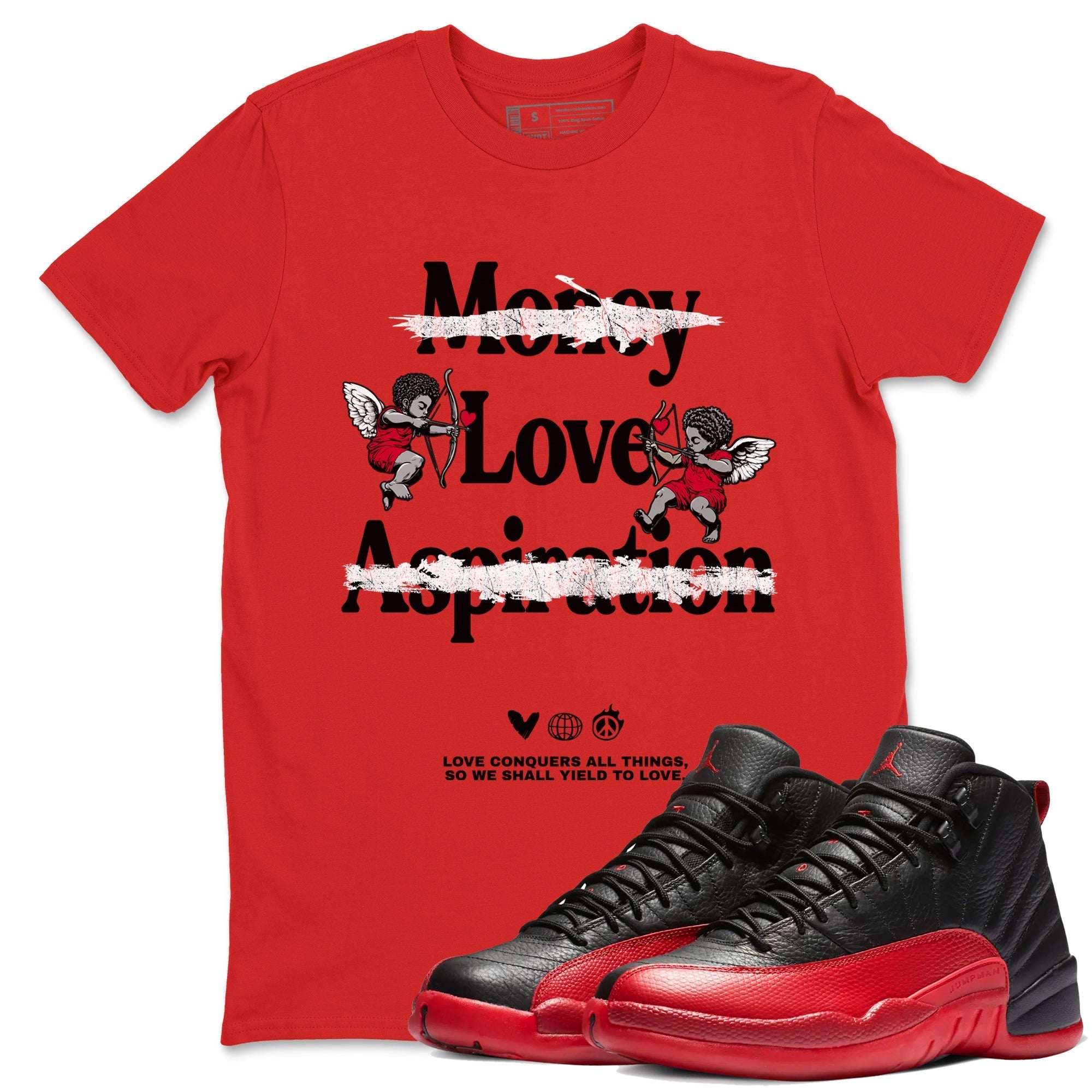 Love Conquers All Things snkmatch Tees - Air Jordan 12 Flu Game