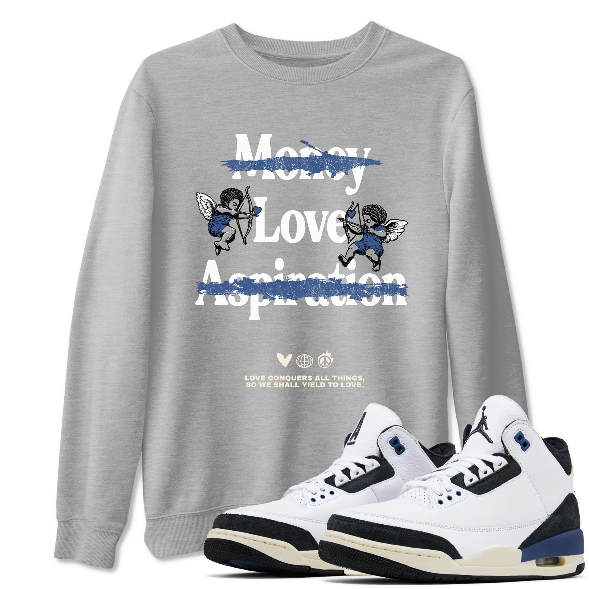 Love Conquers All Things snkmatch Tees - Air Jordan 3 A Ma Maniere x Diffused Blue