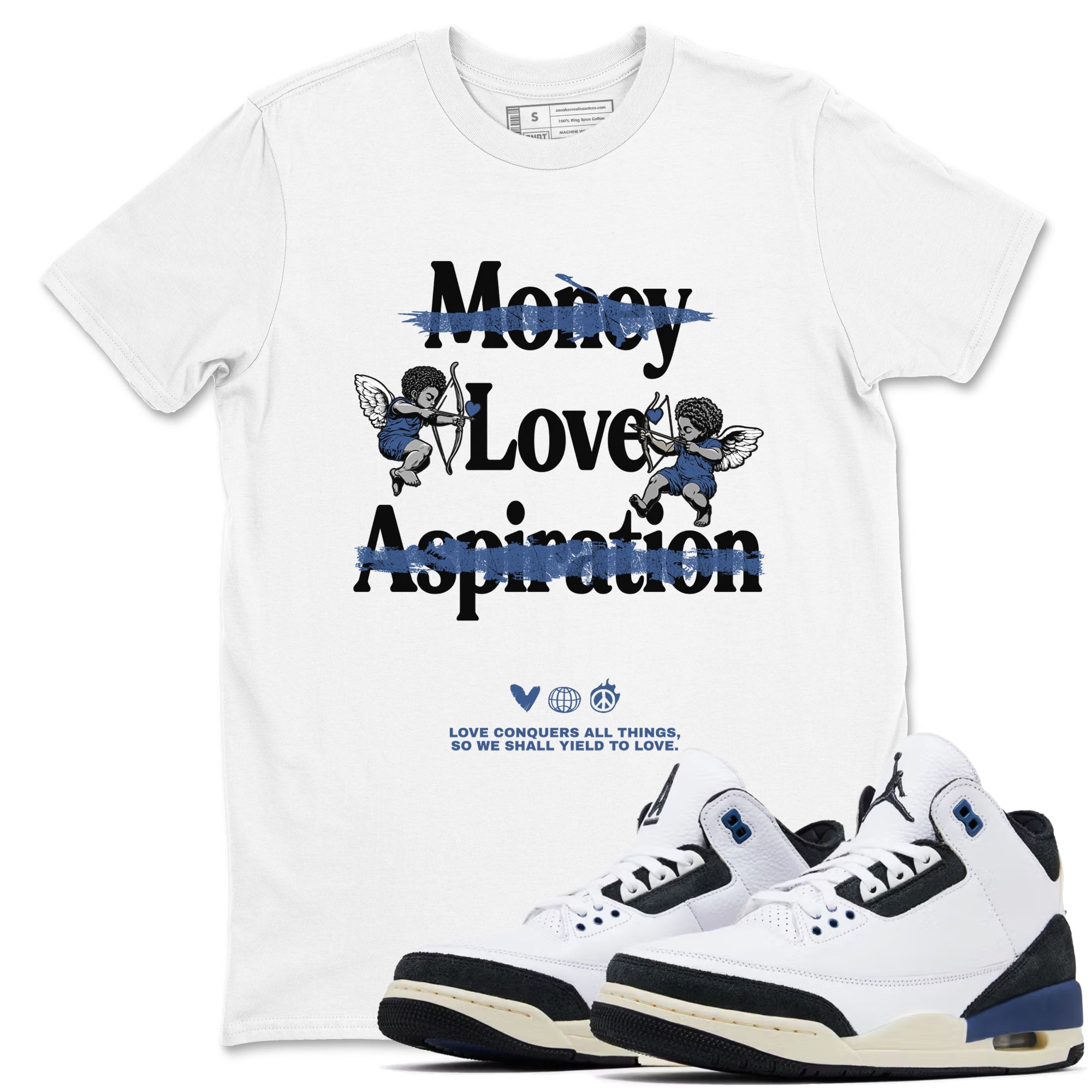 Love Conquers All Things snkmatch Tees - Air Jordan 3 A Ma Maniere x Diffused Blue