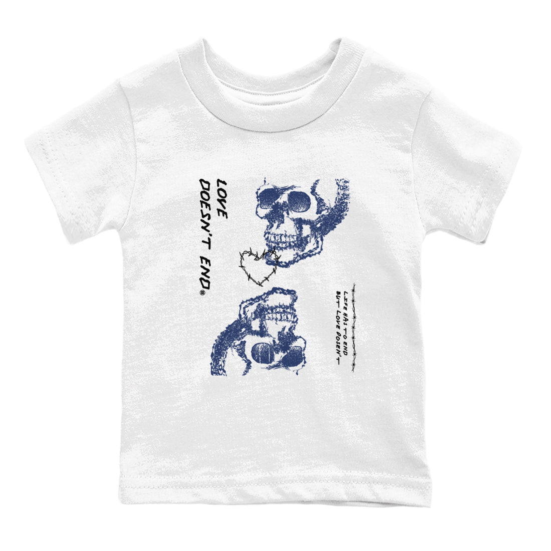 Love Doesn't End snkmatch Tees Kids - Air Jordan 1 Midnight Navy