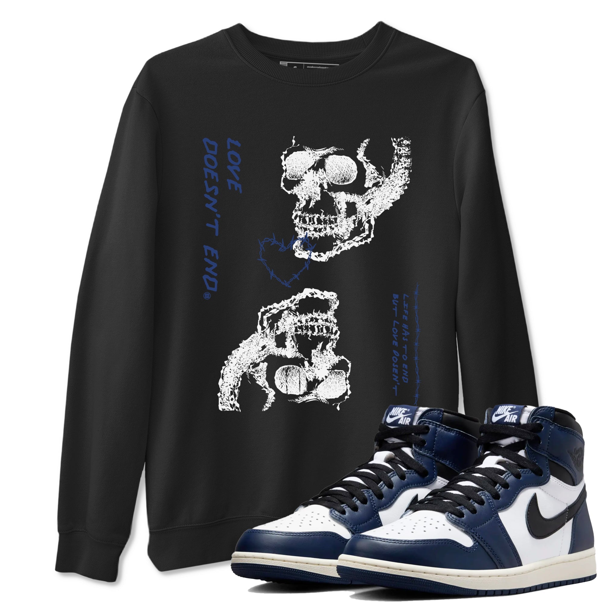 Love Doesn't End snkmatch Tees - Air Jordan 1 Midnight Navy