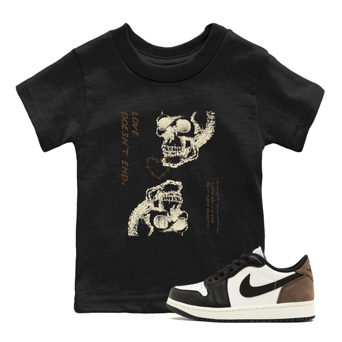 Love Doesn't End snkmatch Tees Kids - Air Jordan 1 Mocha