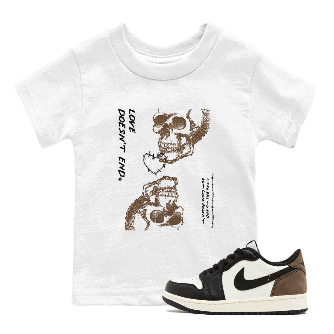 Love Doesn't End snkmatch Tees Kids - Air Jordan 1 Mocha