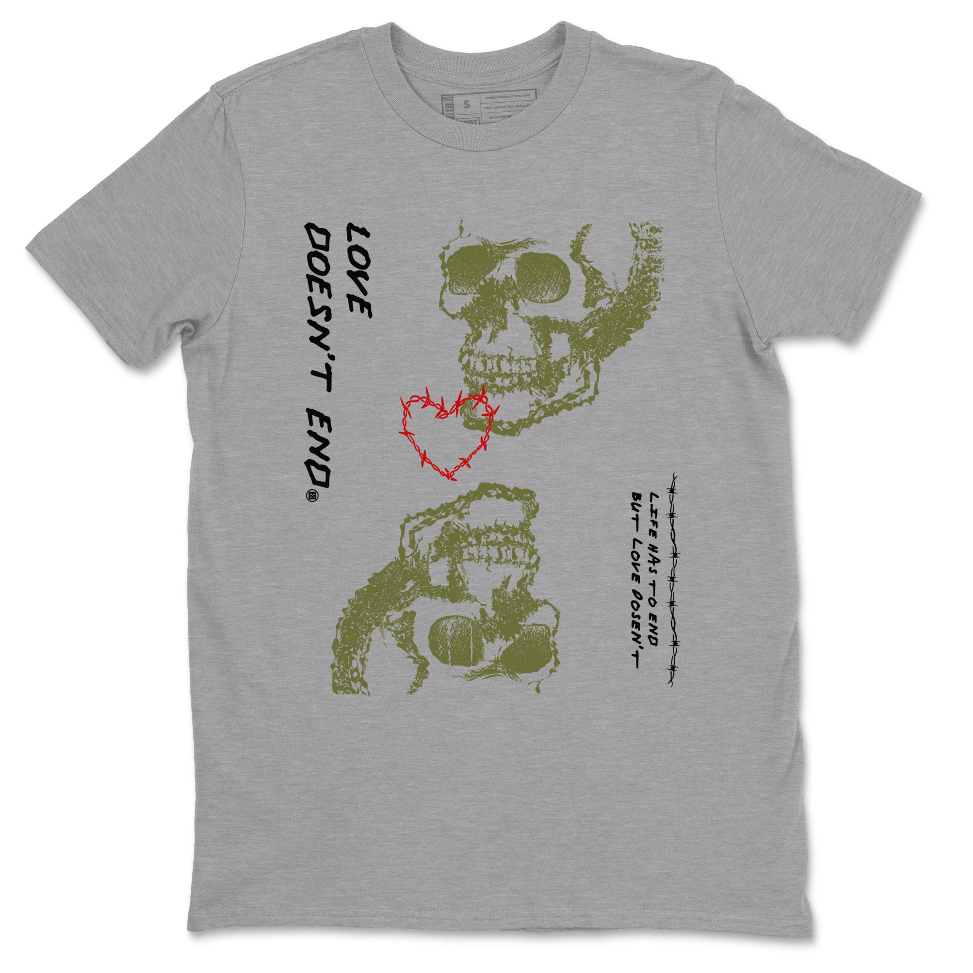 Love Doesn't End snkmatch Tees - Air Jordan 1 Travis Scott Medium Olive