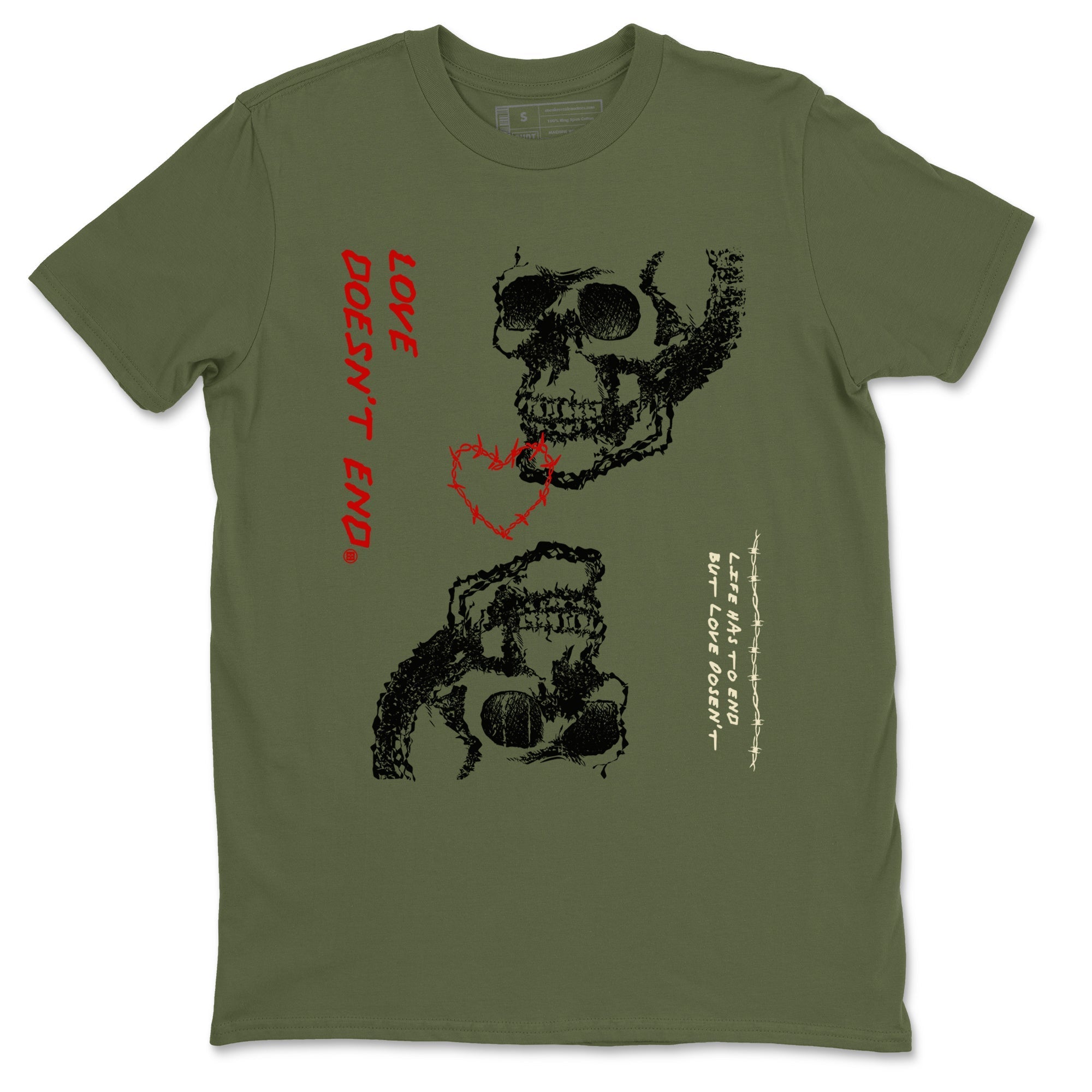 Love Doesn't End snkmatch Tees - Air Jordan 1 Travis Scott Medium Olive