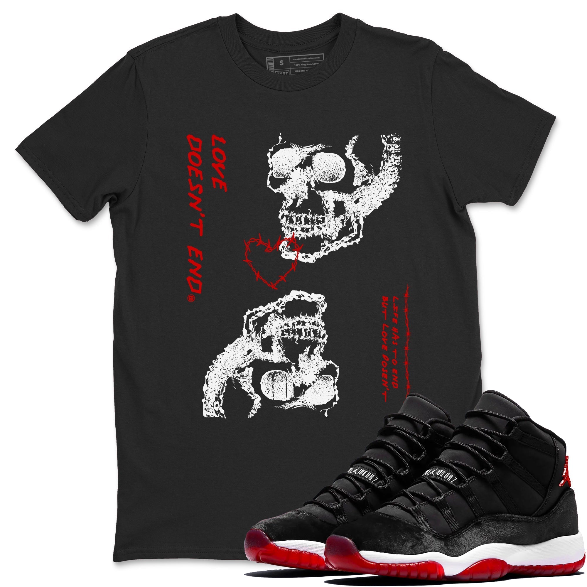 Love Doesn't End snkmatch Tees - Air Jordan 11 Bred Velvet