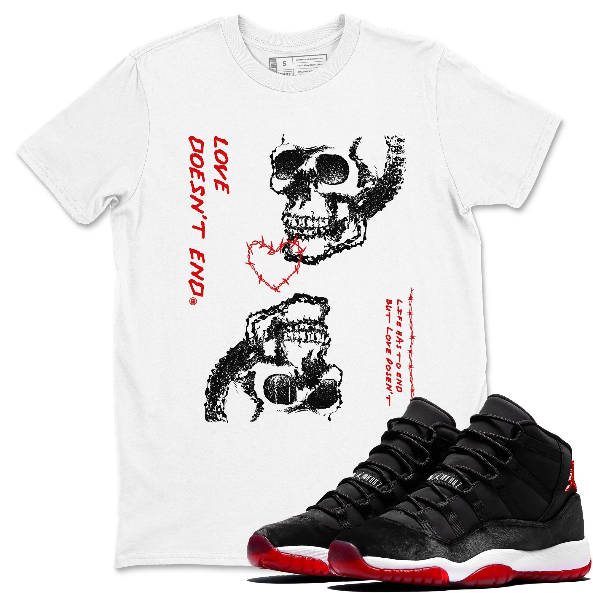 Love Doesn't End snkmatch Tees - Air Jordan 11 Bred Velvet