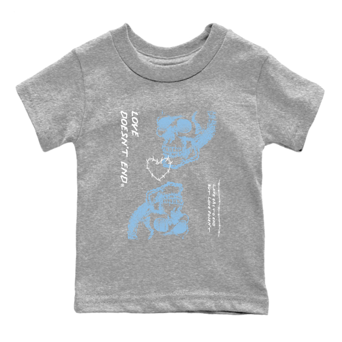 Love Doesn't End snkmatch Tees Kids - Air Jordan 11 Legend Blue