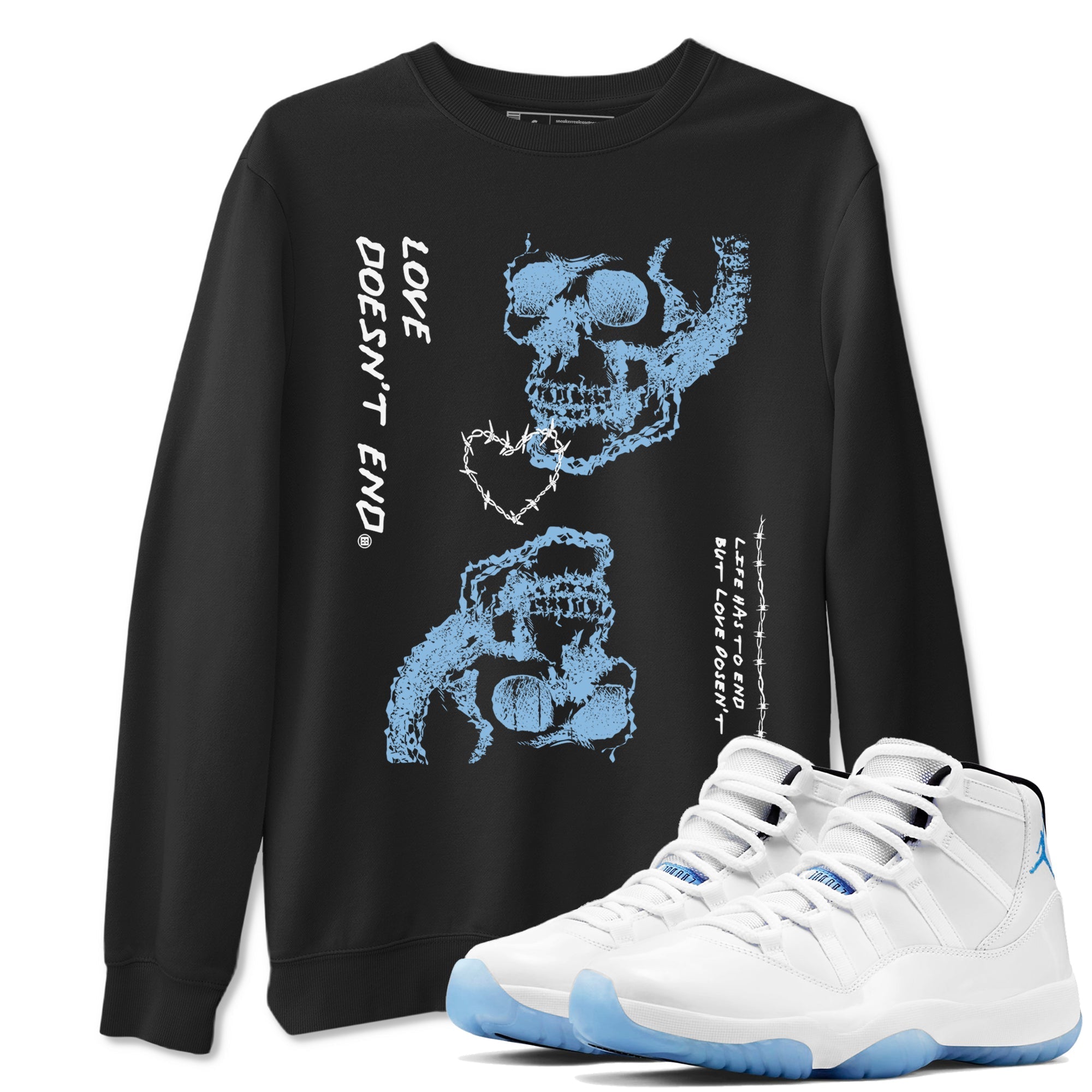 Love Doesn't End snkmatch Tees - Air Jordan 11 Legend Blue