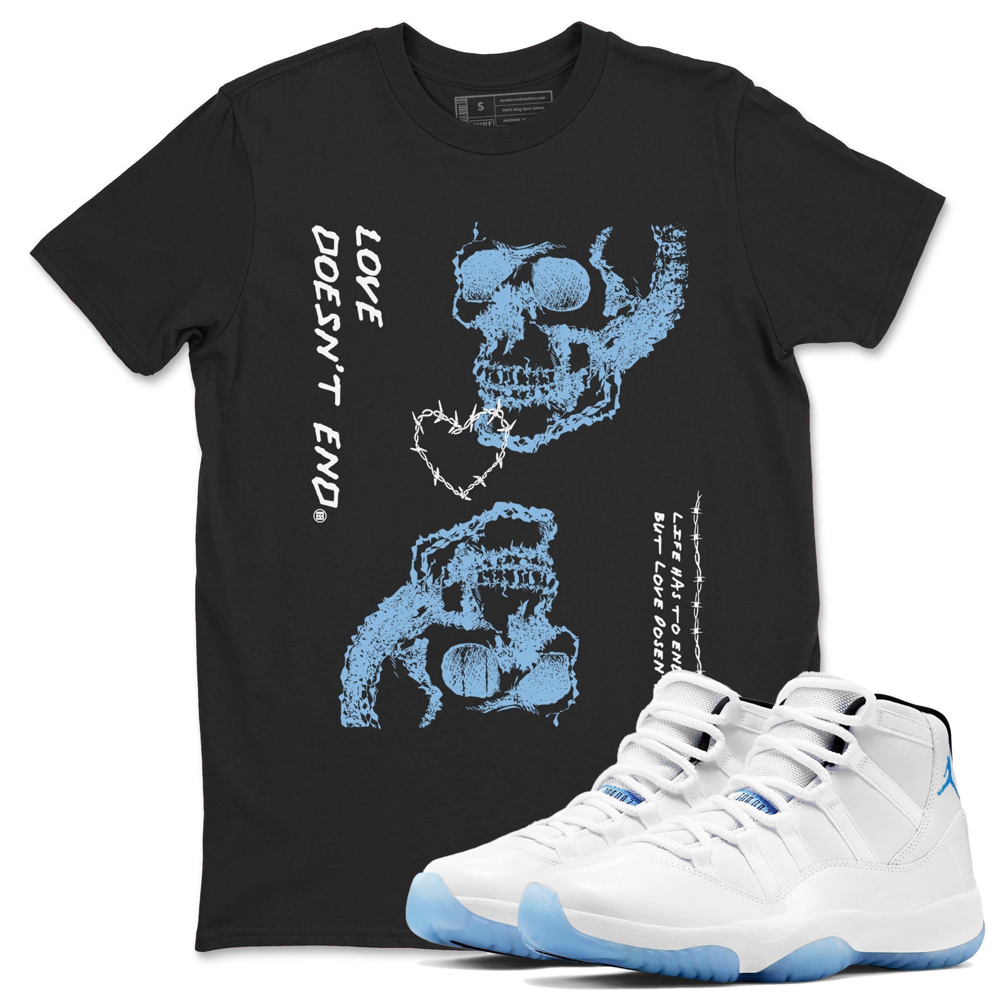 Love Doesn't End snkmatch Tees - Air Jordan 11 Legend Blue