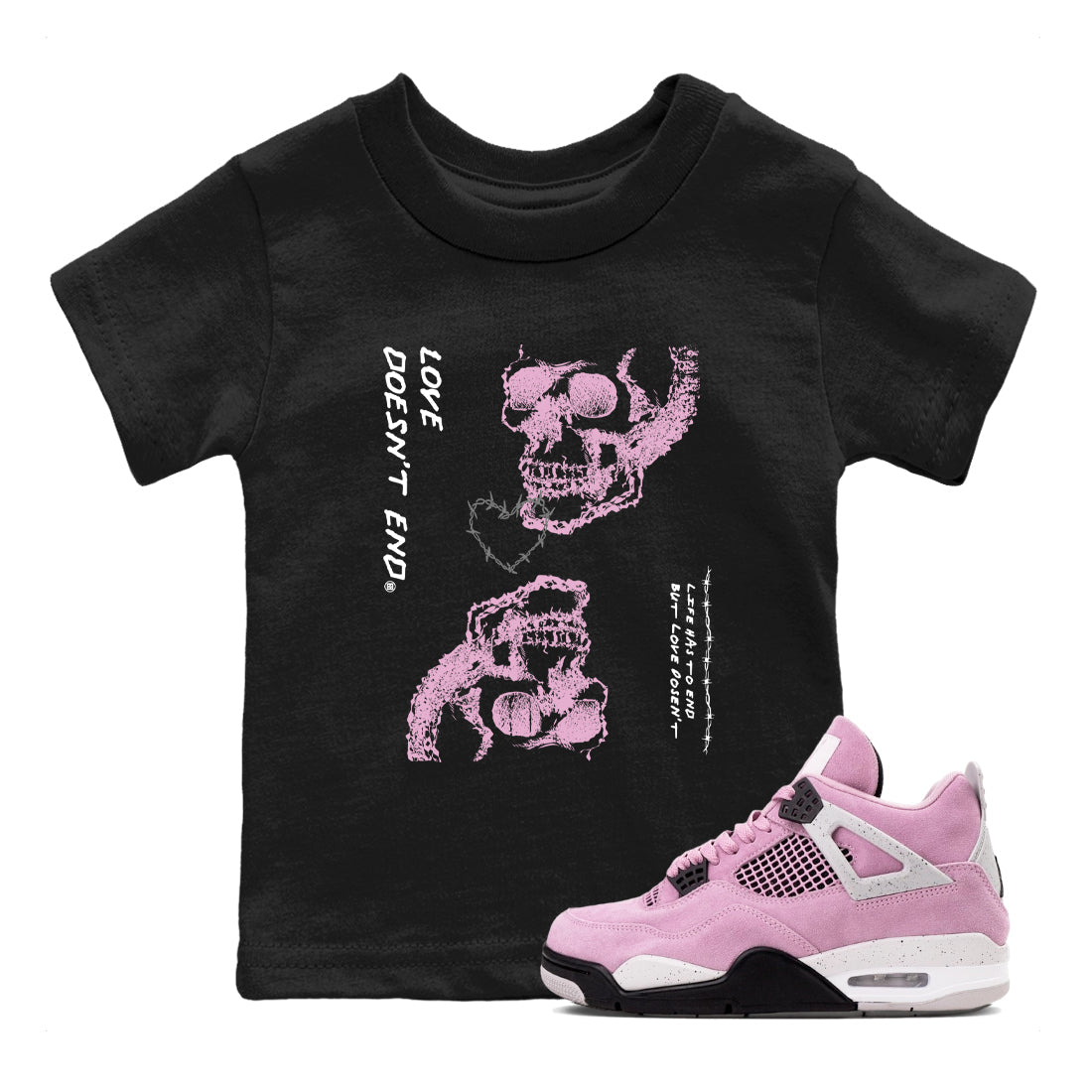 Love Doesn't End snkmatch Tees Kids - Air Jordan 4 Orchid