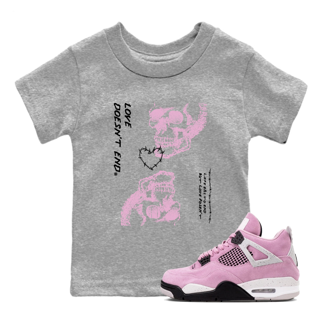 Love Doesn't End snkmatch Tees Kids - Air Jordan 4 Orchid