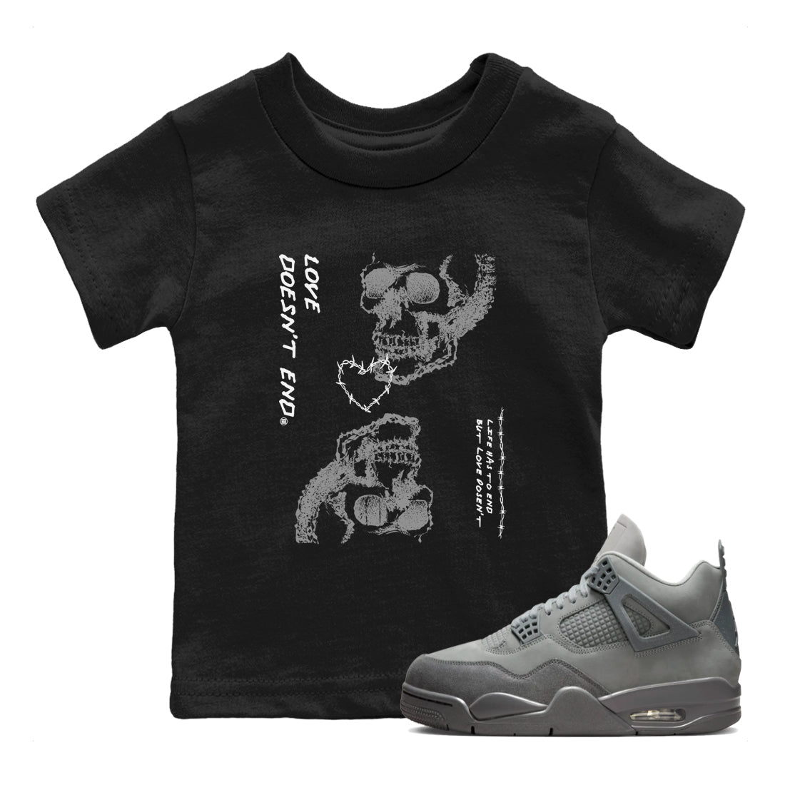 Love Doesn't End snkmatch Tees Kids - Air Jordan 4 Wet Cement