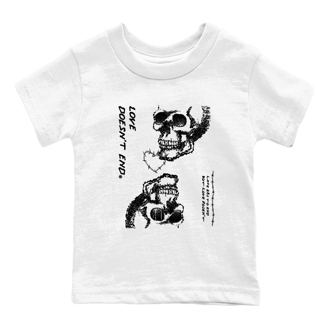 Love Doesn't End snkmatch Tees Kids - Air Jordan 4 White Thunder