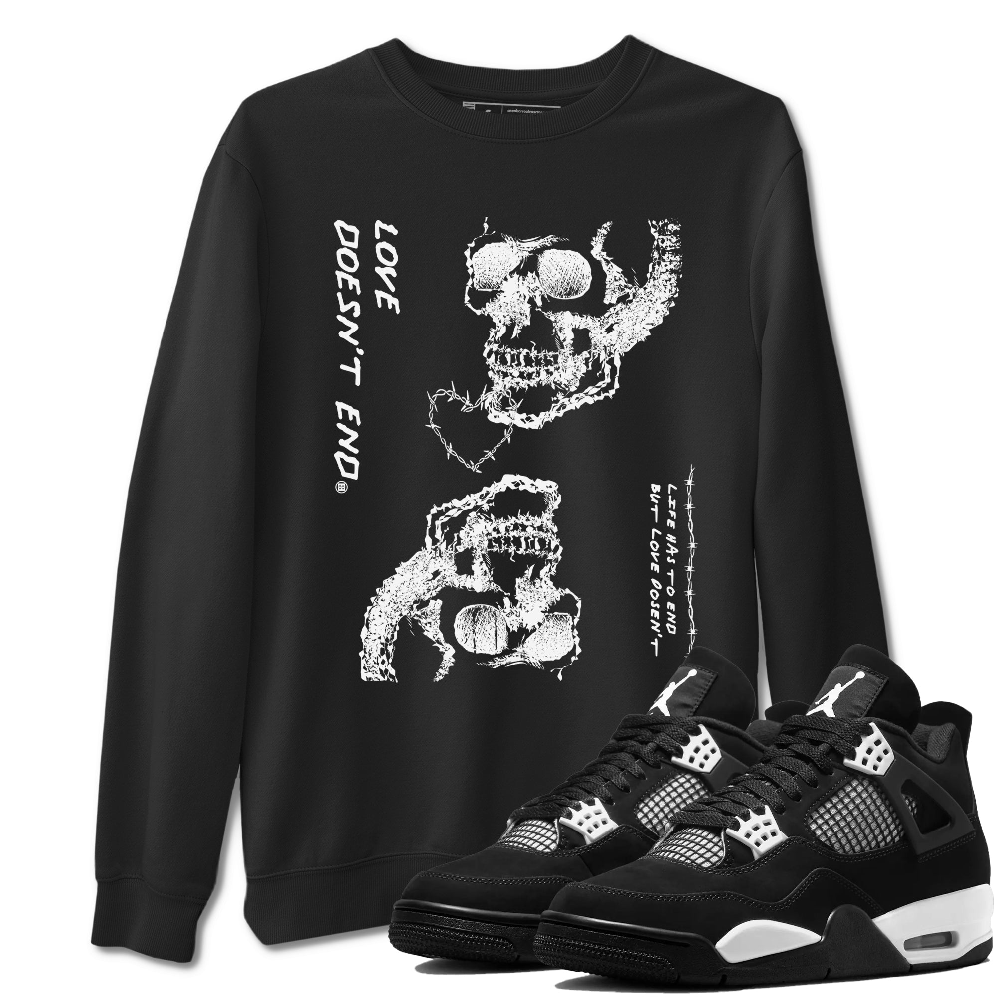 Love Doesn't End snkmatch Tees - Air Jordan 4 White Thunder