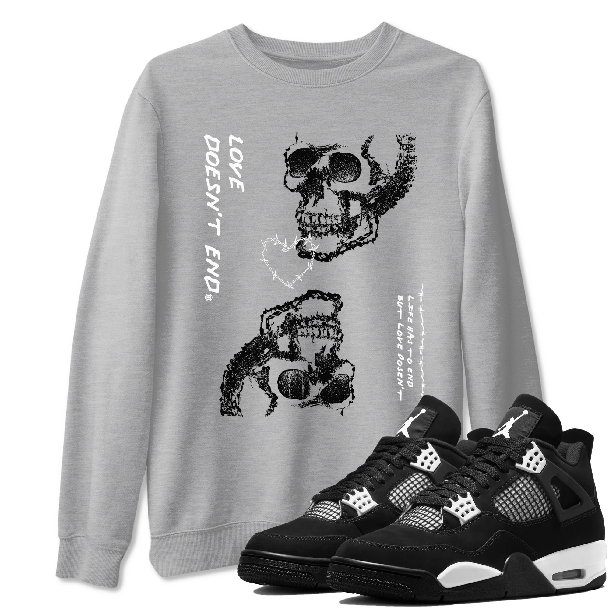 Love Doesn't End snkmatch Tees - Air Jordan 4 White Thunder