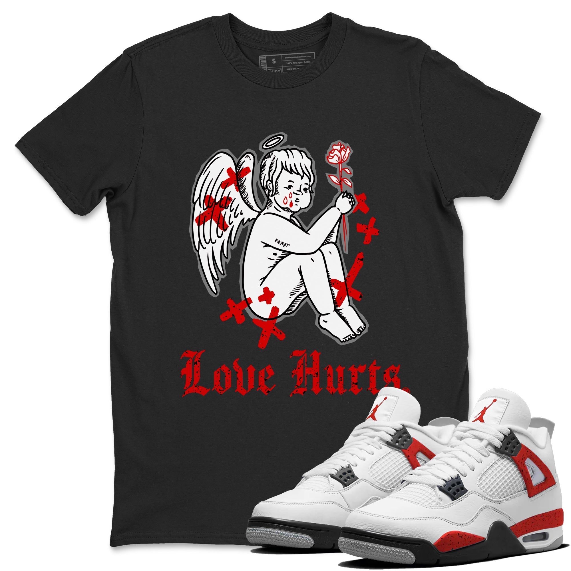 Love Hurts Unisex Tops - Air Jordan 4 Red Cement