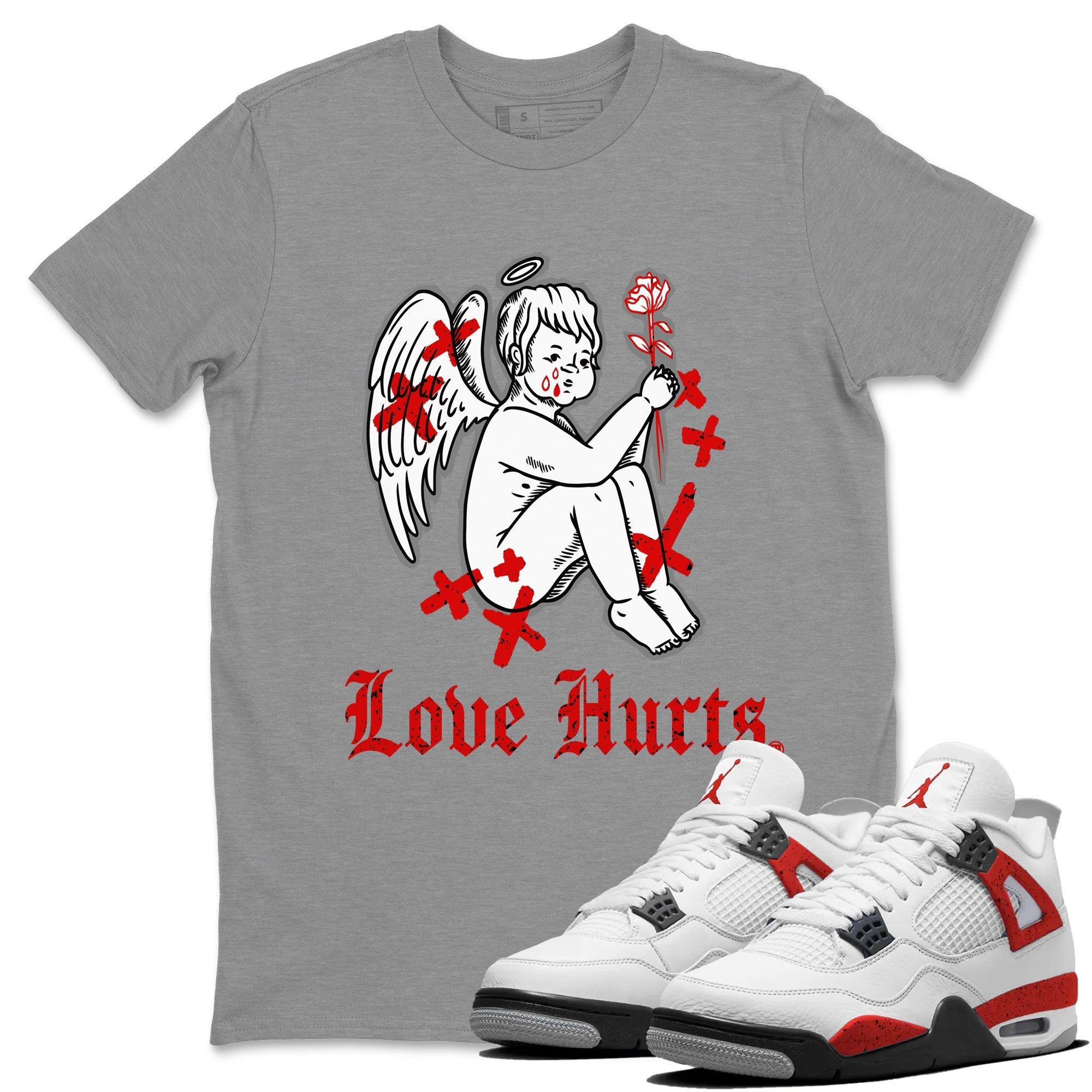 Love Hurts Unisex Tops - Air Jordan 4 Red Cement
