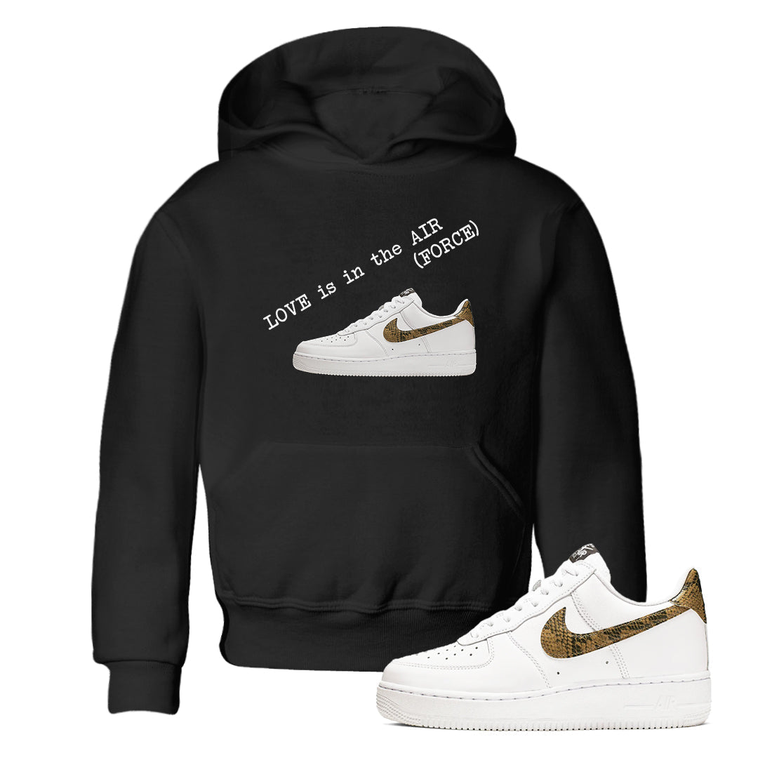 Love In The Air snkmatch Tees Kids - Air Force 1 Ivory Snake