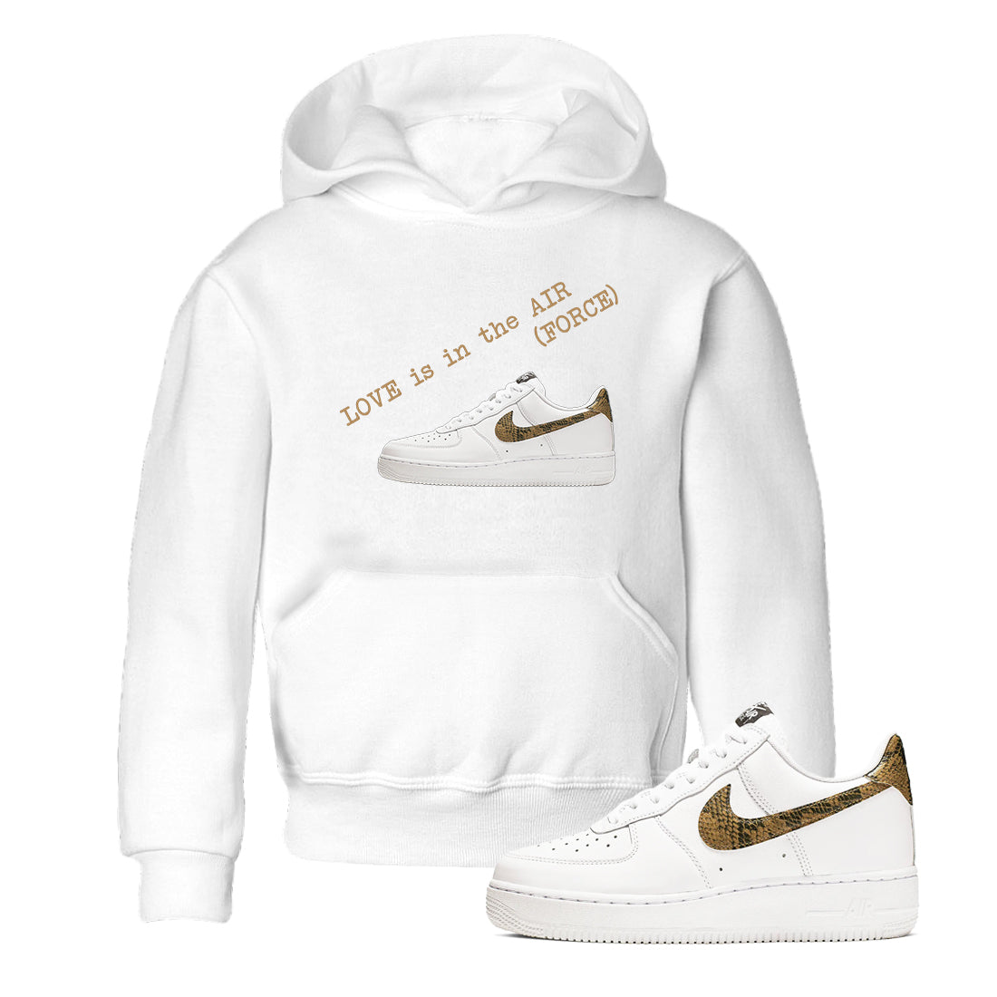 Love In The Air snkmatch Tees Kids - Air Force 1 Ivory Snake