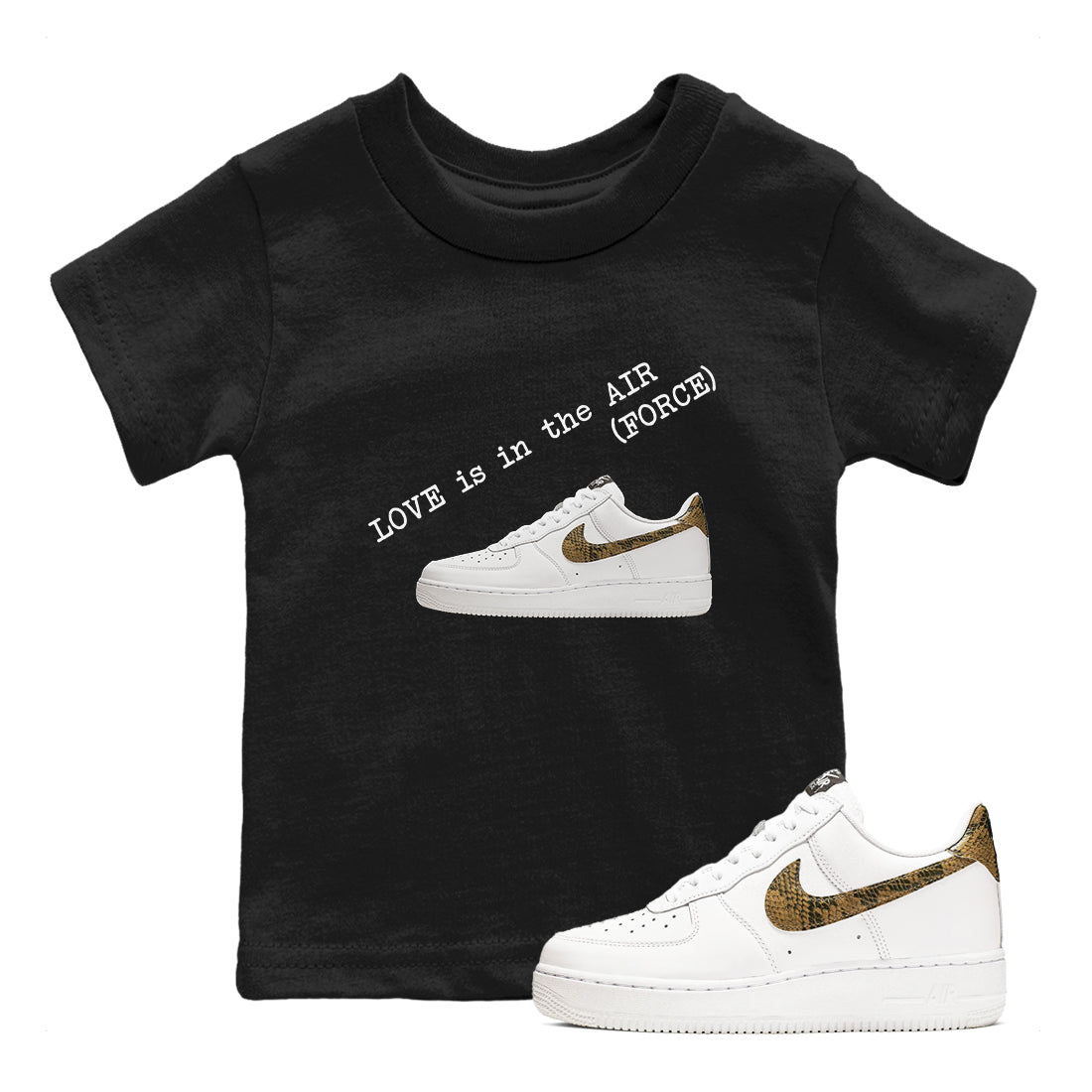 Love In The Air snkmatch Tees Kids - Air Force 1 Ivory Snake