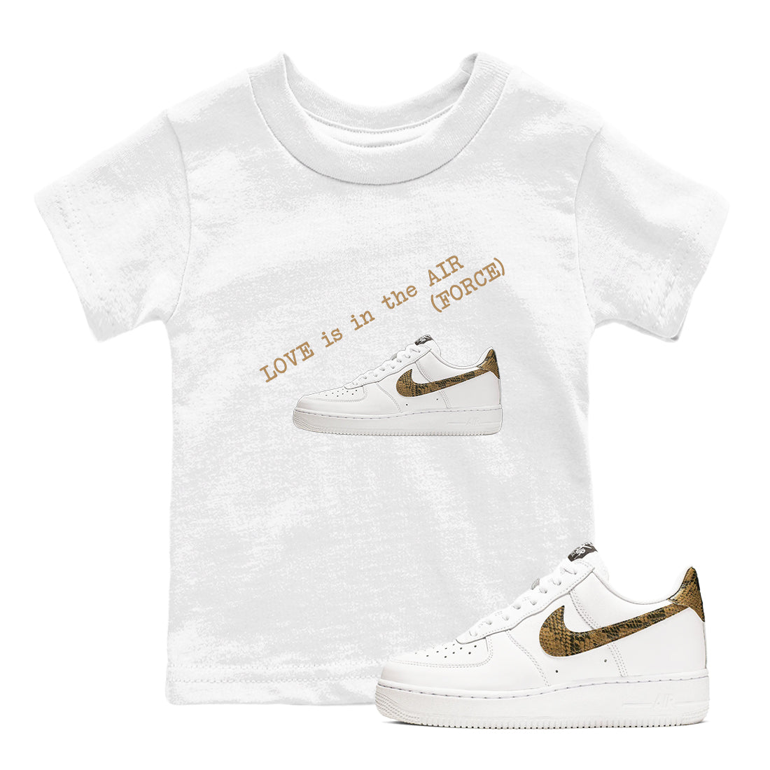Love In The Air snkmatch Tees Kids - Air Force 1 Ivory Snake