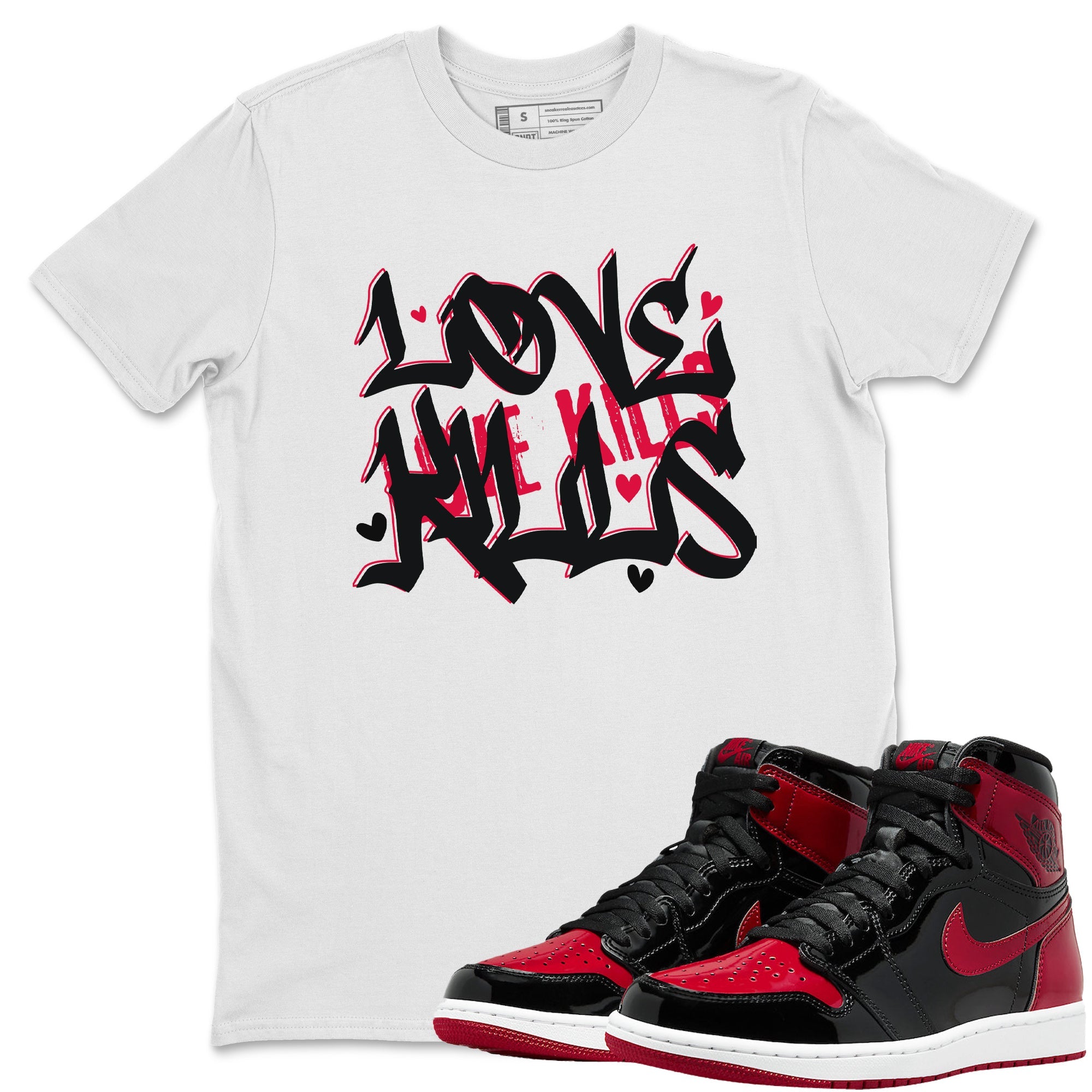 Love Kills Unisex Tops - Air Jordan 1 Bred Patent