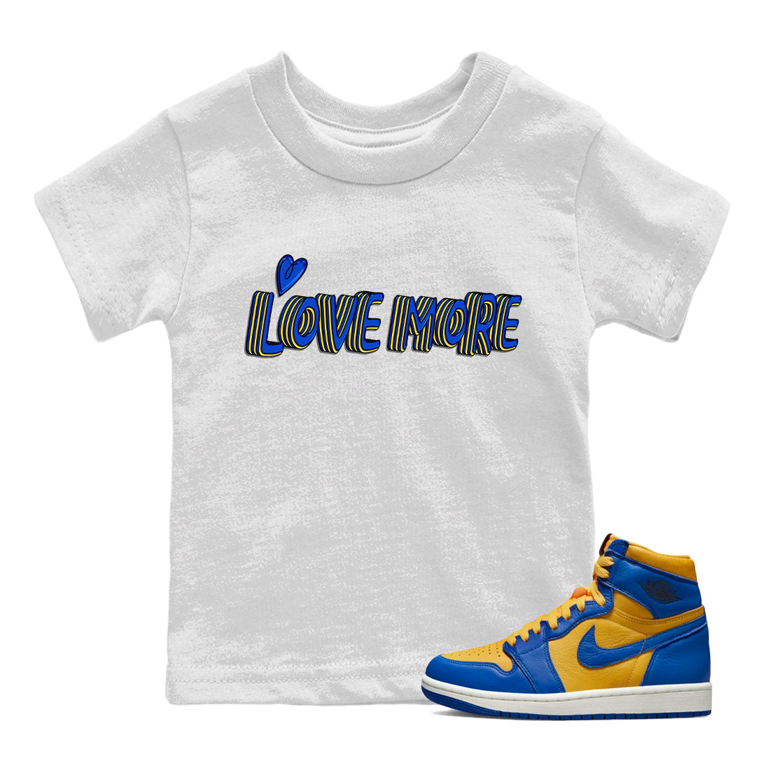 Love More Kids Tops - Air Jordan 1 Game Royal Varsity Maize