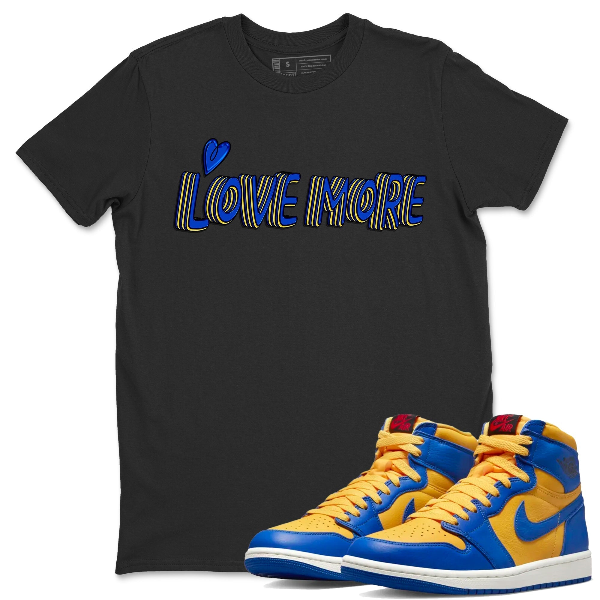 Love More Unisex Tops - Air Jordan 1 Game Royal Varsity Maize