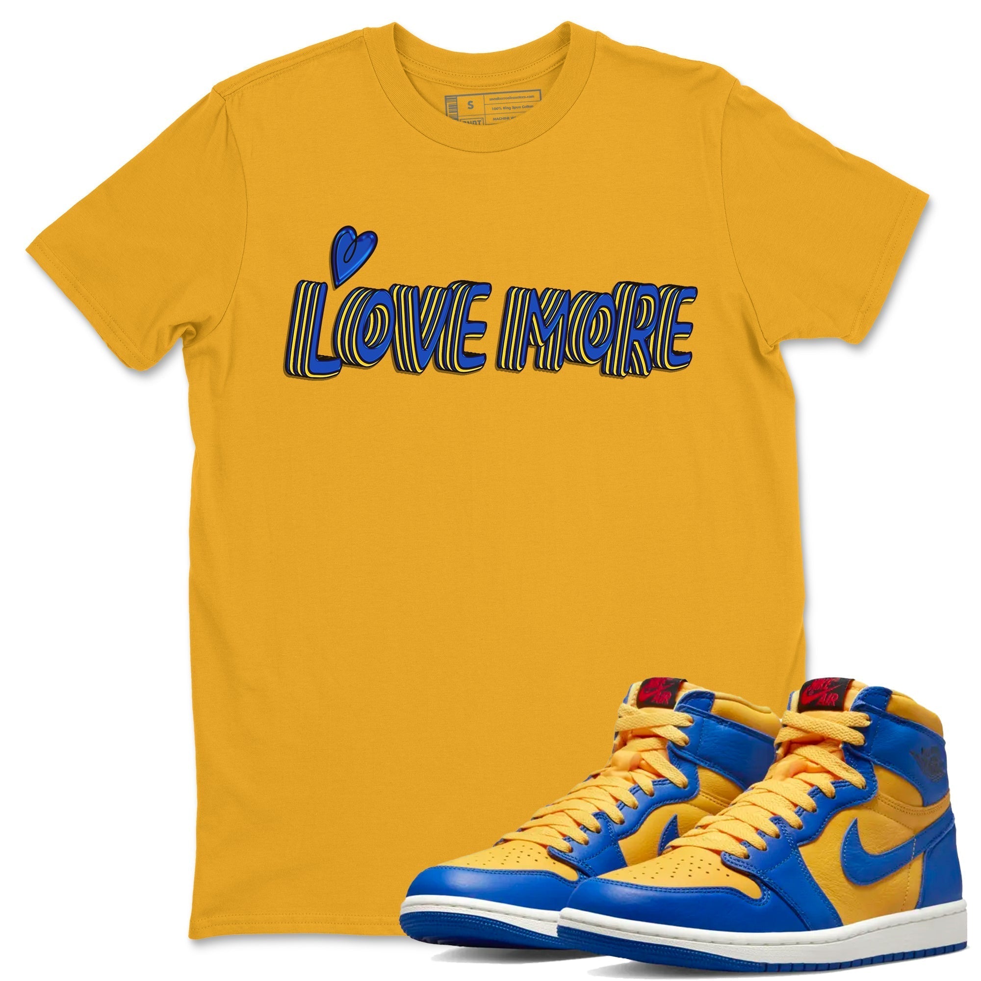 Love More Unisex Tops - Air Jordan 1 Game Royal Varsity Maize