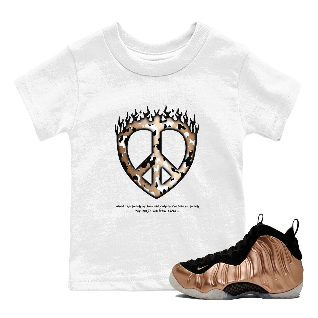 Love Peace snkmatch Tees Kids - Air Foamposite One Metallic Copper