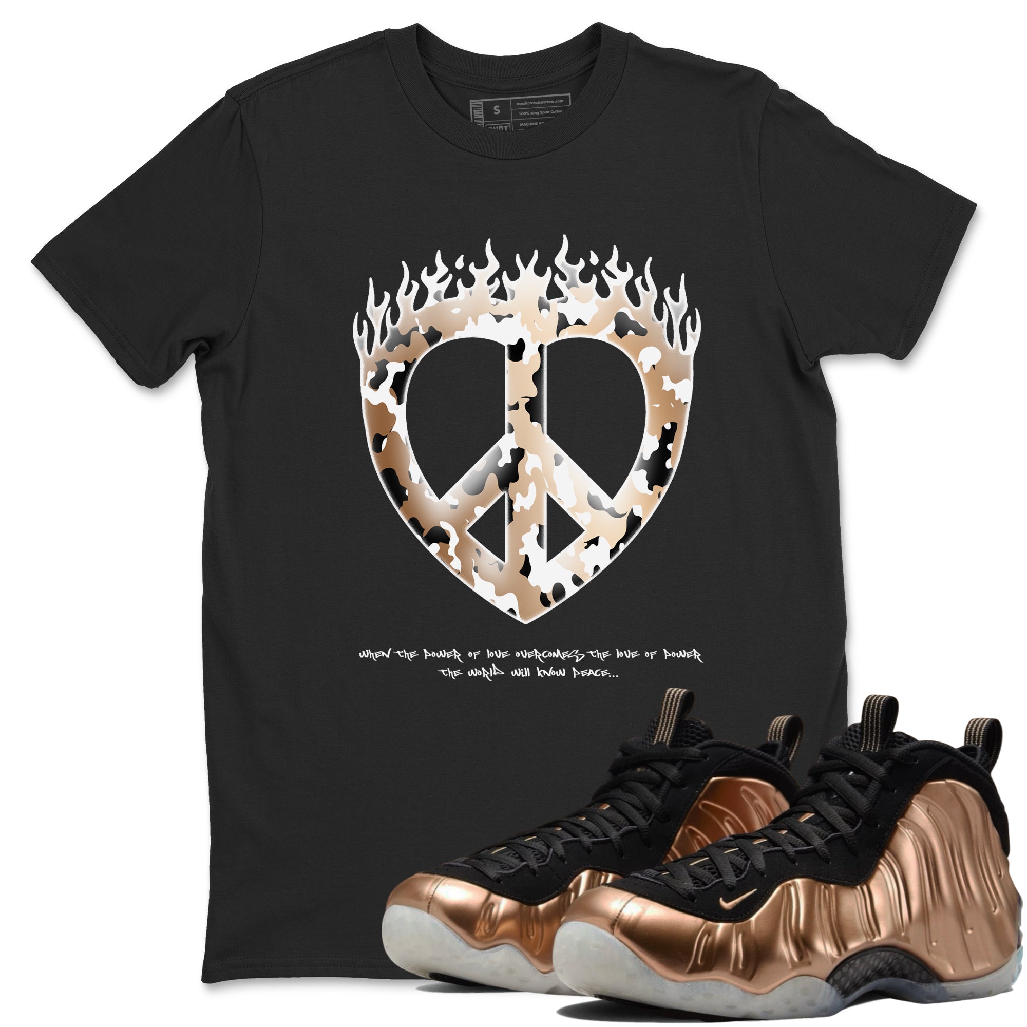 Love Peace snkmatch Tees - Air Foamposite One Metallic Copper