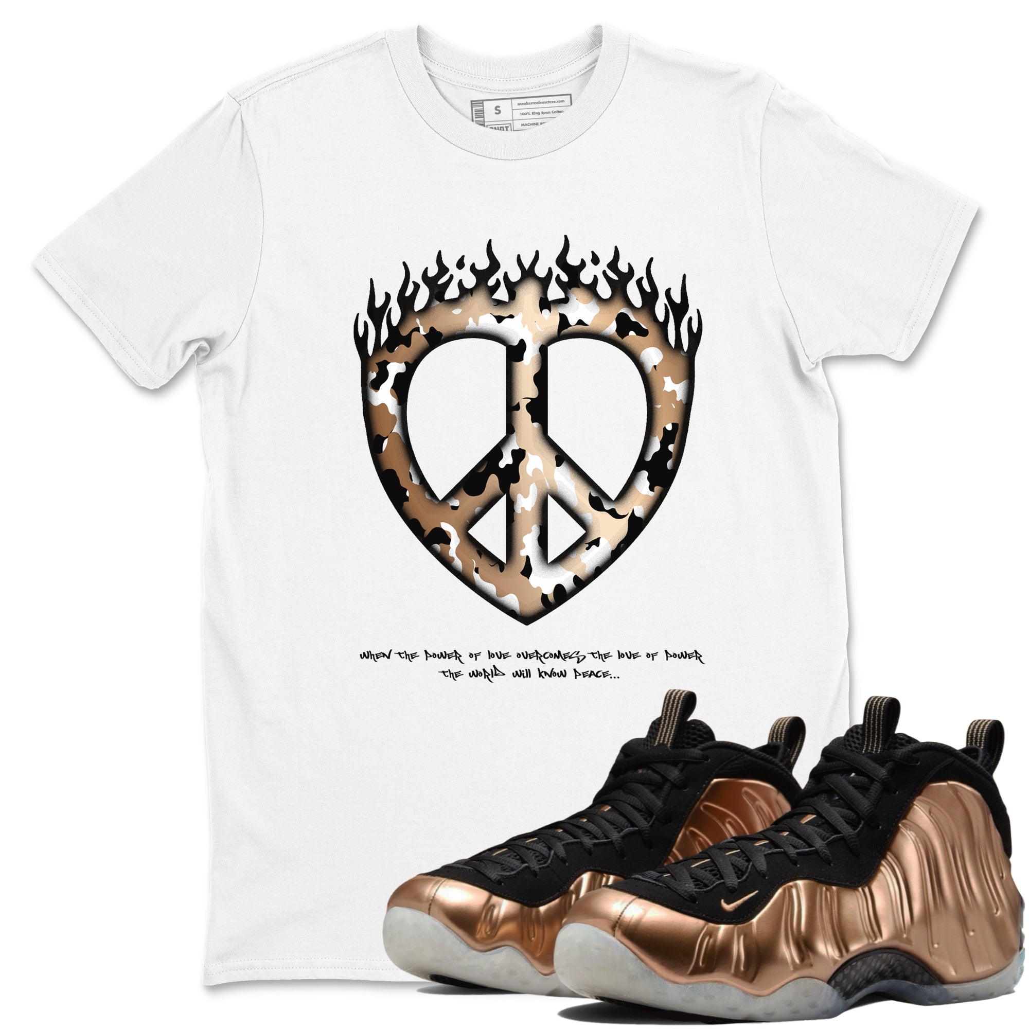 Love Peace snkmatch Tees - Air Foamposite One Metallic Copper