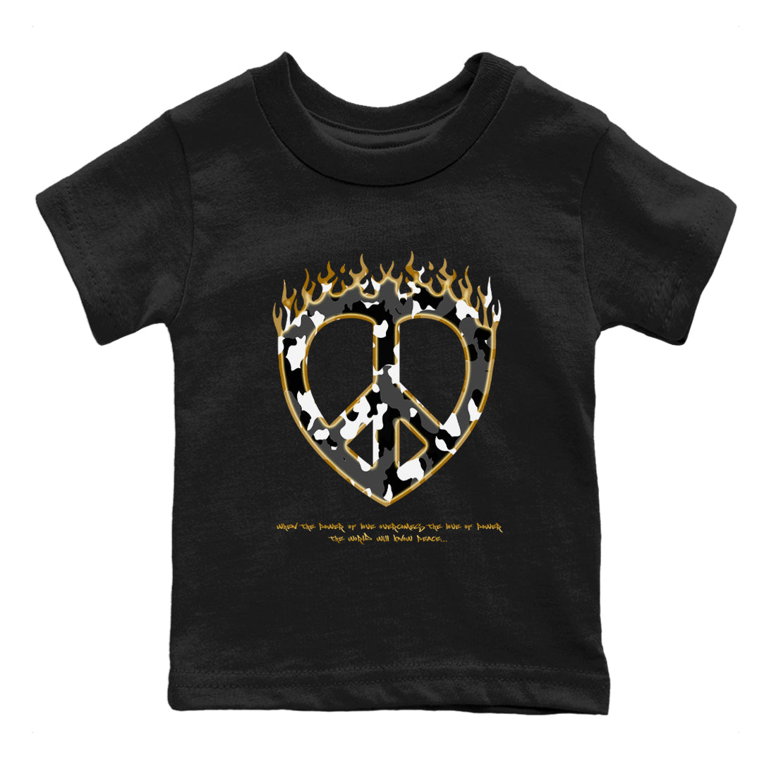 Love Peace snkmatch Tees Kids - Air Jordan 1 Black Metallic Gold