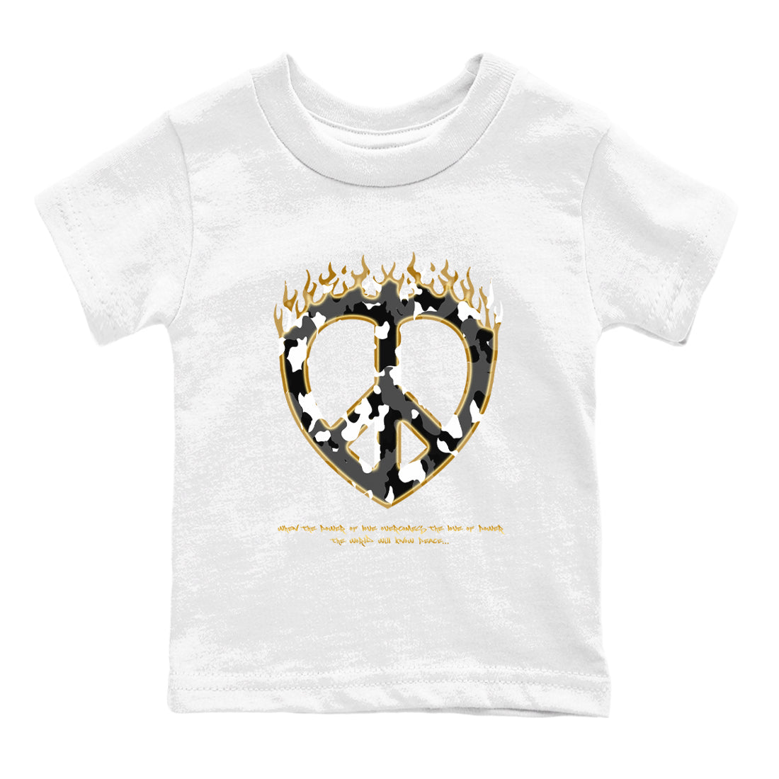 Love Peace snkmatch Tees Kids - Air Jordan 1 Black Metallic Gold