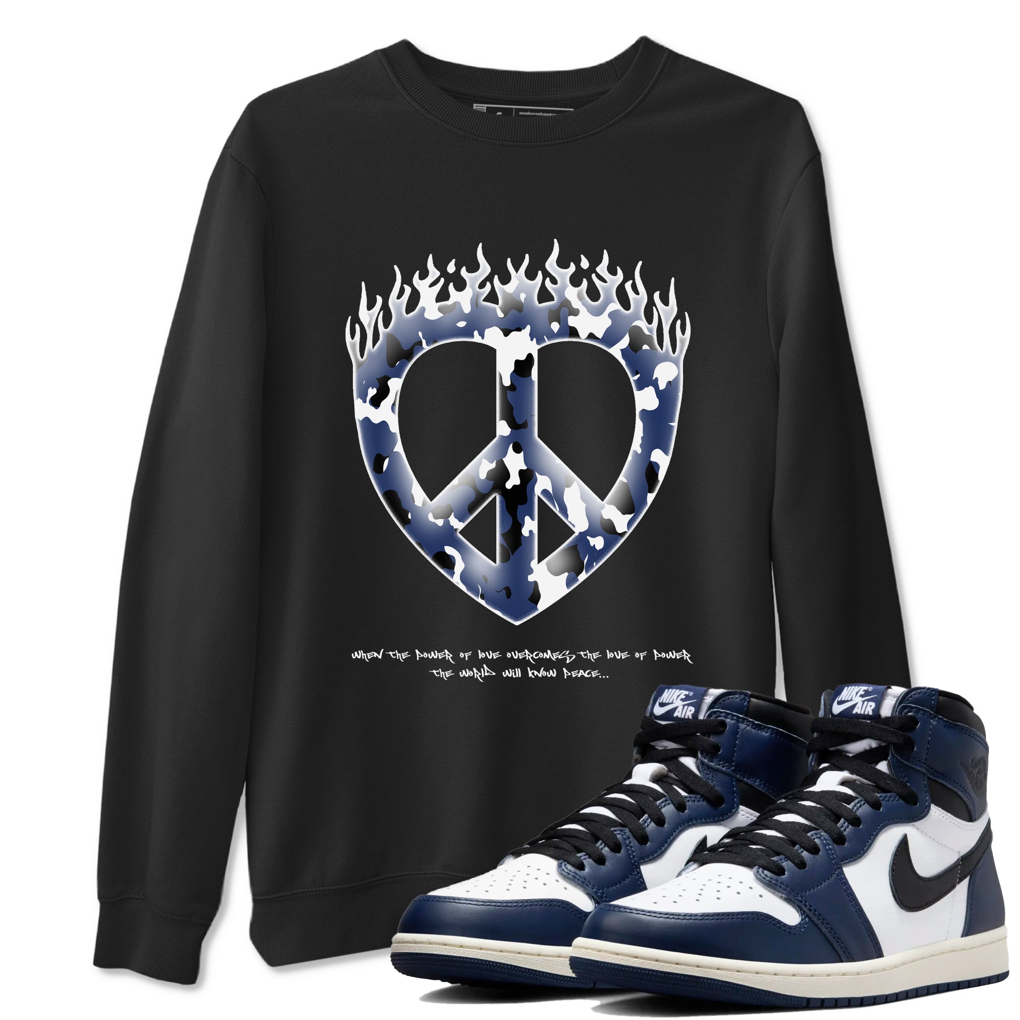 Love Peace snkmatch Tees - Air Jordan 1 Midnight Navy