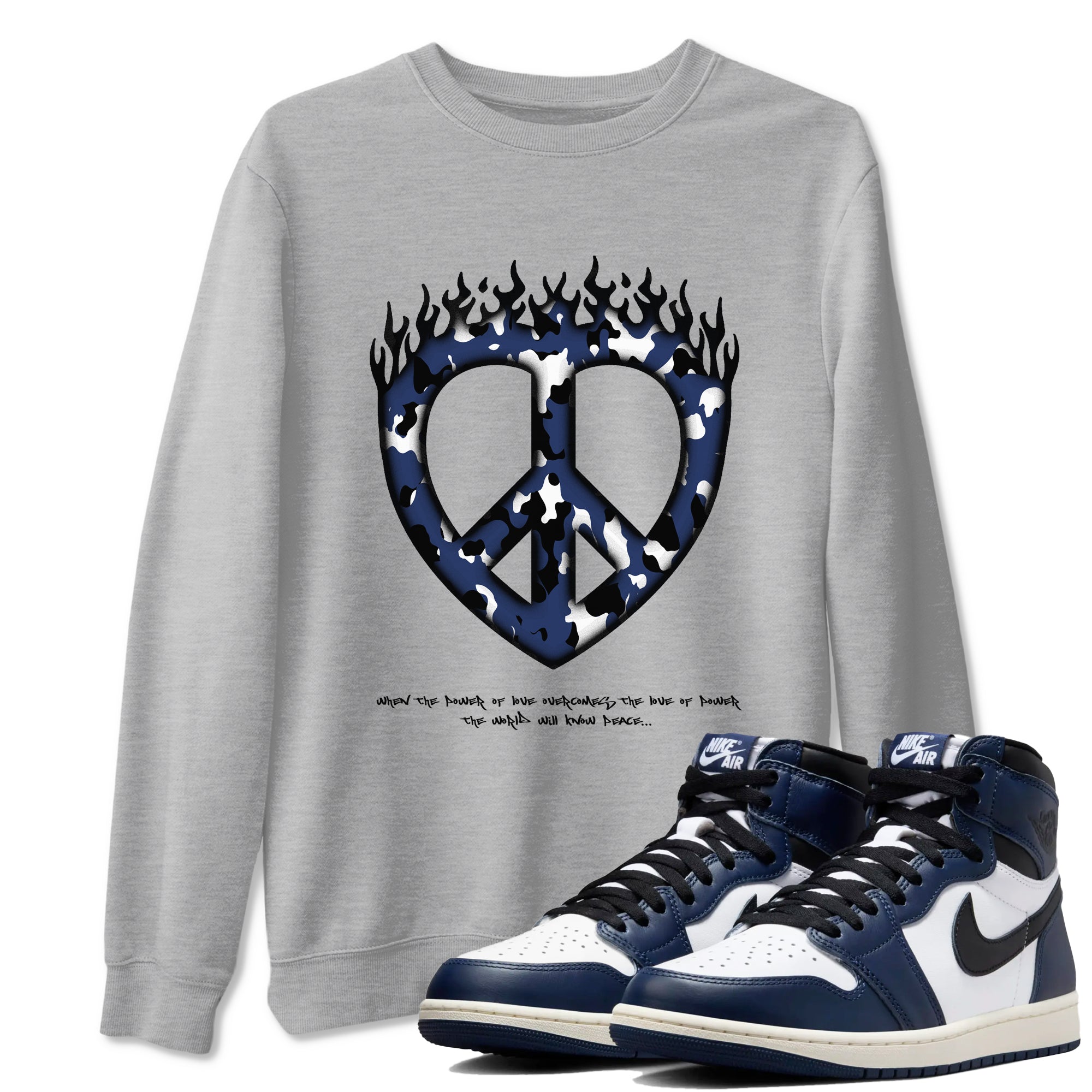 Love Peace snkmatch Tees - Air Jordan 1 Midnight Navy