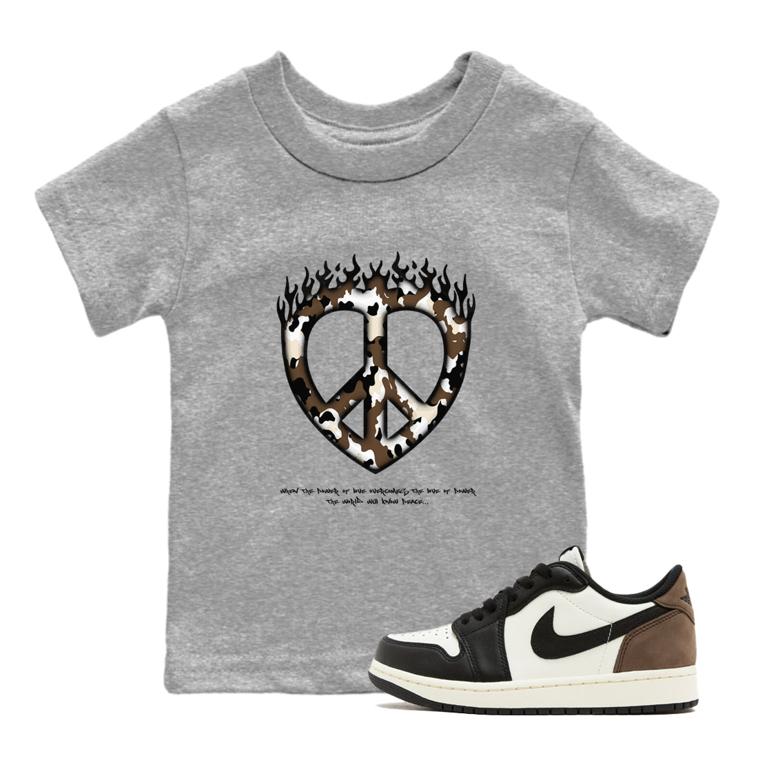 Love Peace snkmatch Tees Kids - Air Jordan 1 Mocha