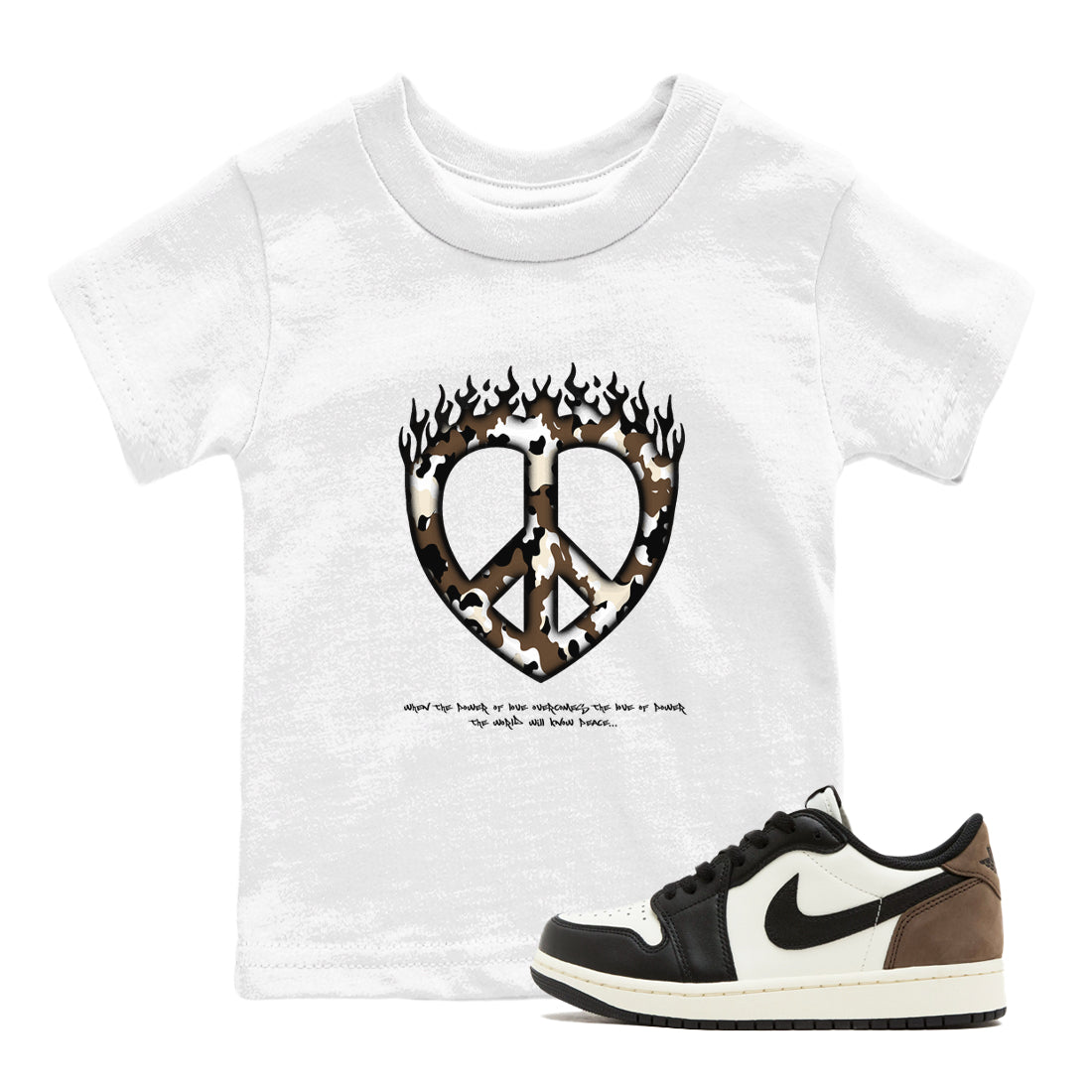Love Peace snkmatch Tees Kids - Air Jordan 1 Mocha