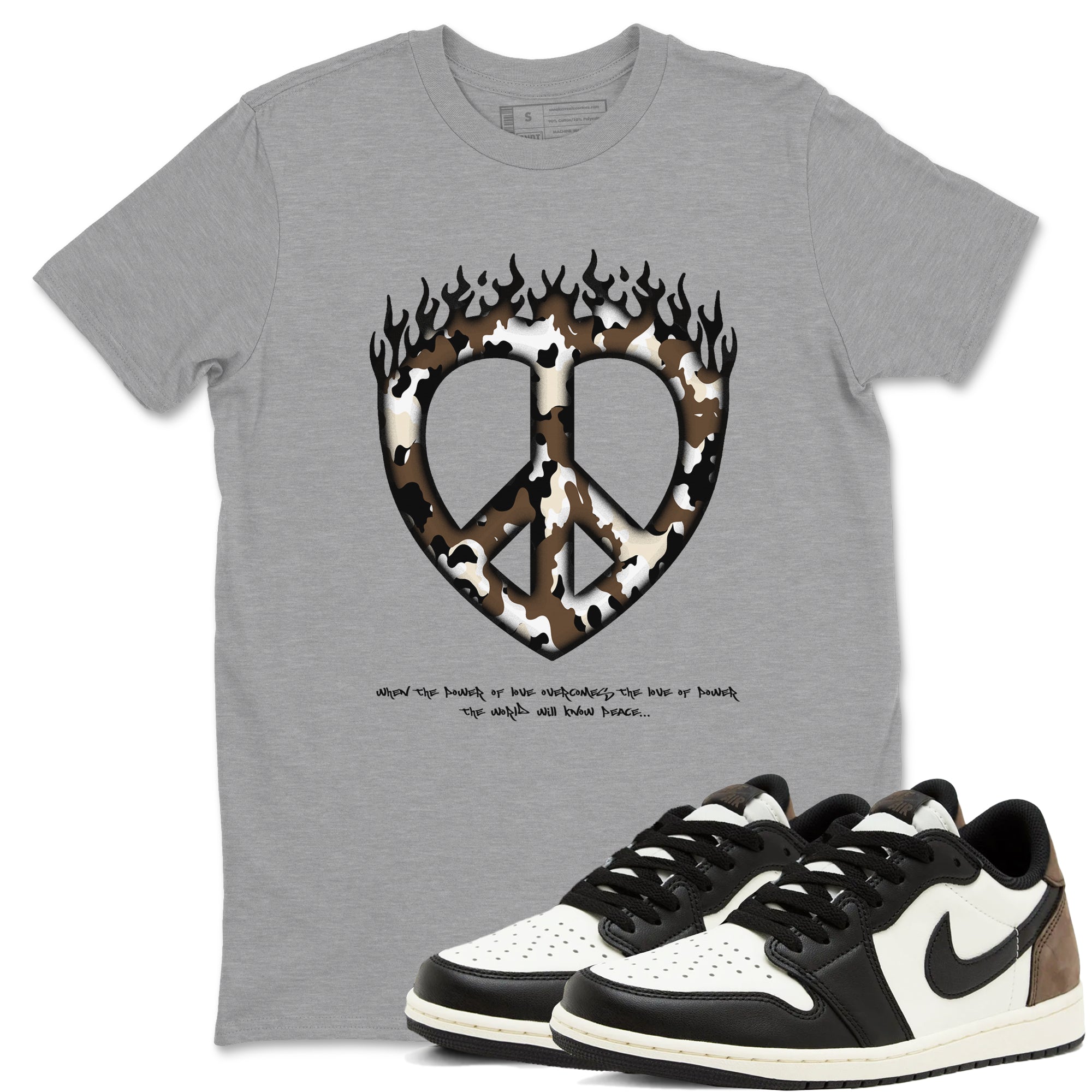 Love Peace snkmatch Tees - Air Jordan 1 Mocha