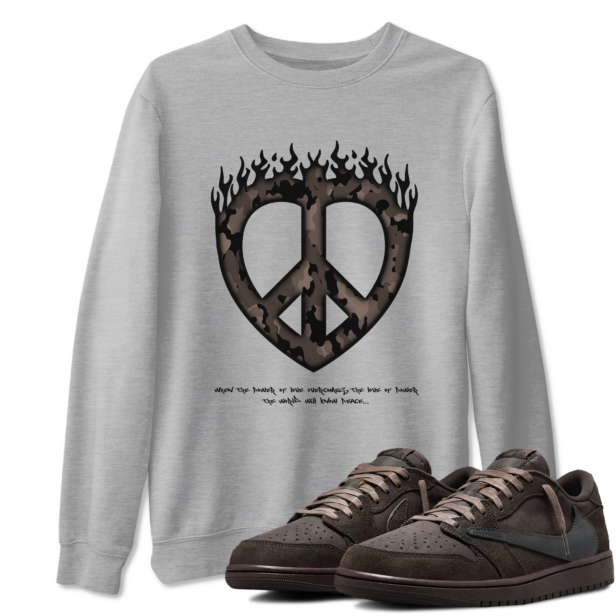 Love Peace snkmatch Tees - Air Jordan 1 Travis Scott Velvet Brown