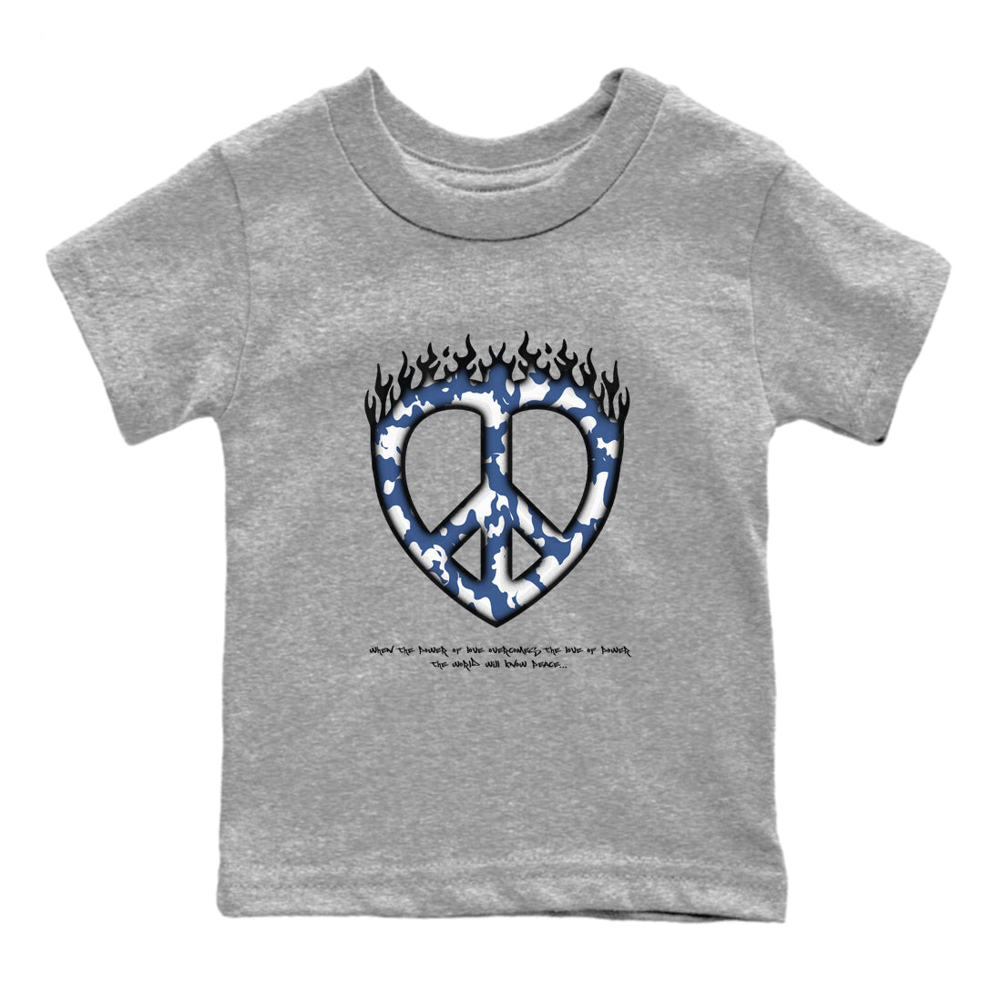 Love Peace snkmatch Tees Kids - Air Jordan 11 Diffused Blue