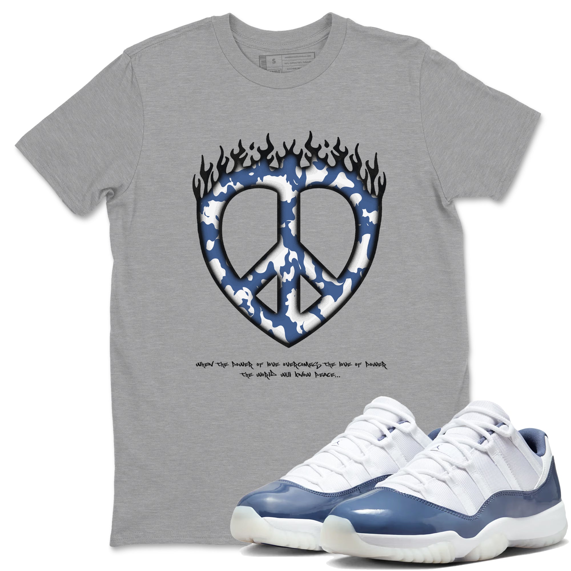 Love Peace snkmatch Tees - Air Jordan 11 Diffused Blue