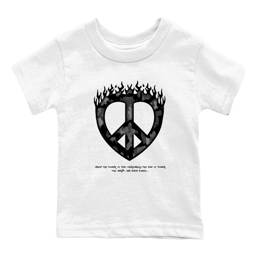 Love Peace snkmatch Tees Kids - Air Jordan 12 Black Wolf Grey