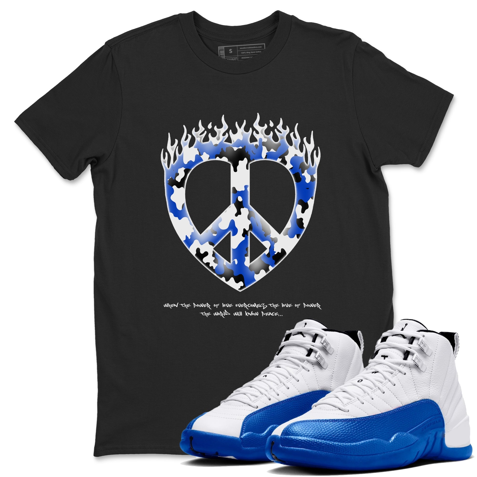 Love Peace snkmatch Tees - Air Jordan 12 Blueberry