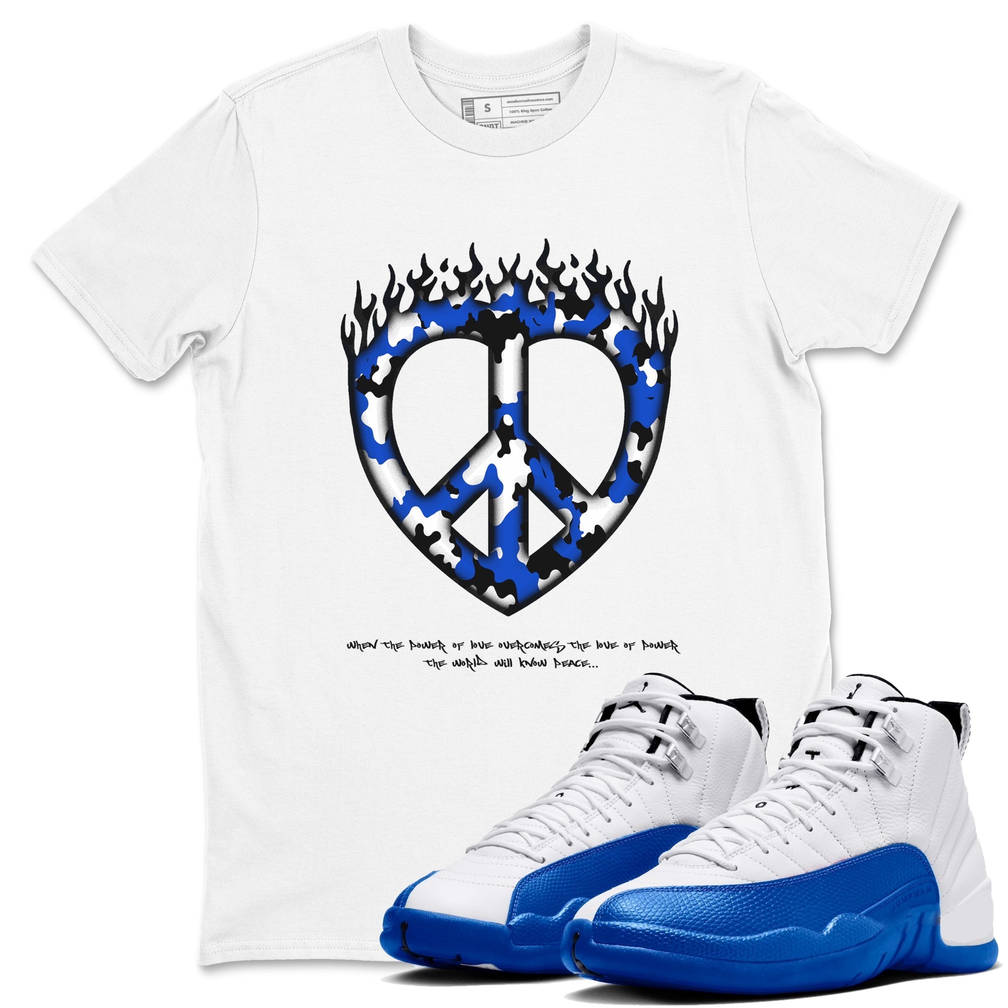Love Peace snkmatch Tees - Air Jordan 12 Blueberry