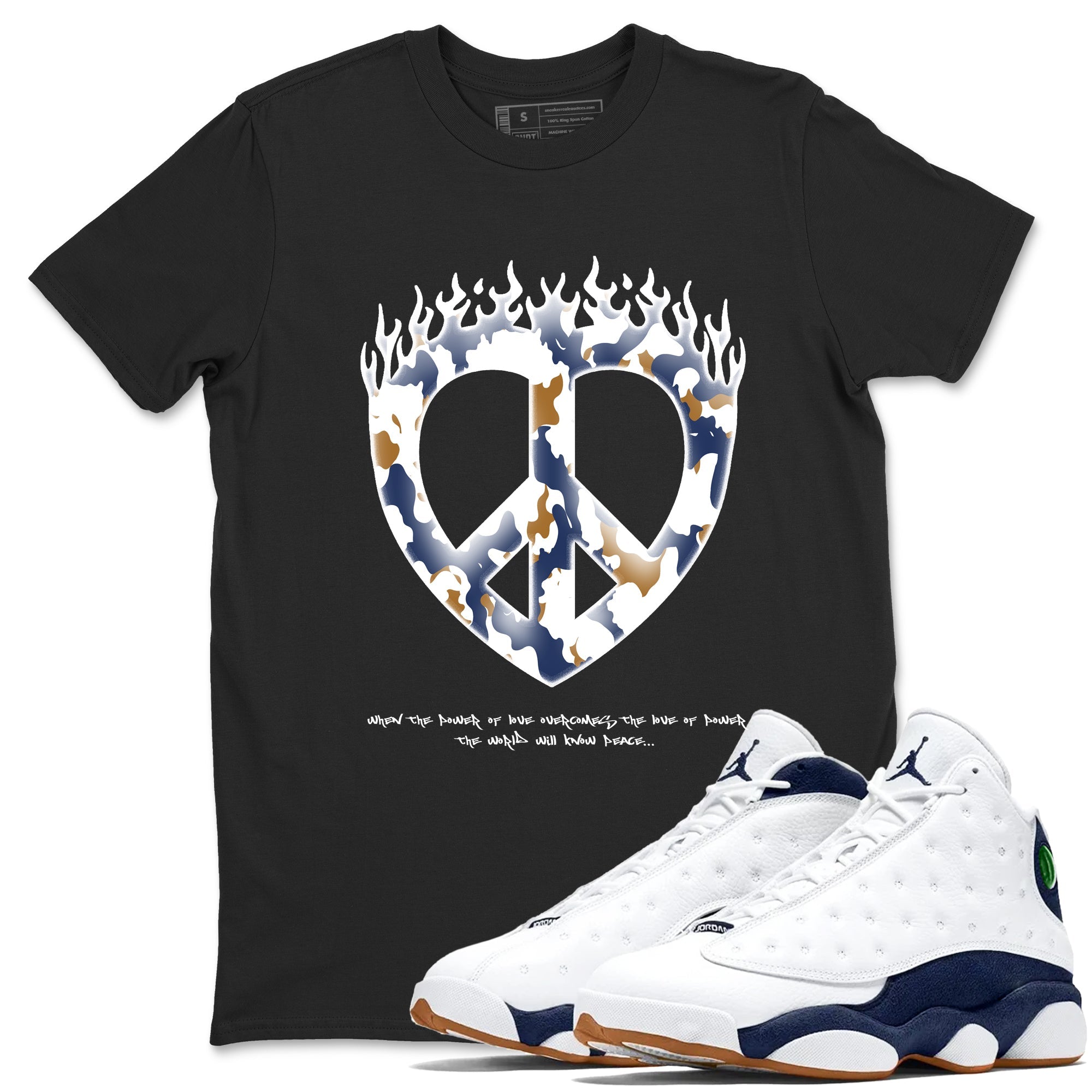 Love Peace snkmatch Tees - Air Jordan 13 Midnight Navy