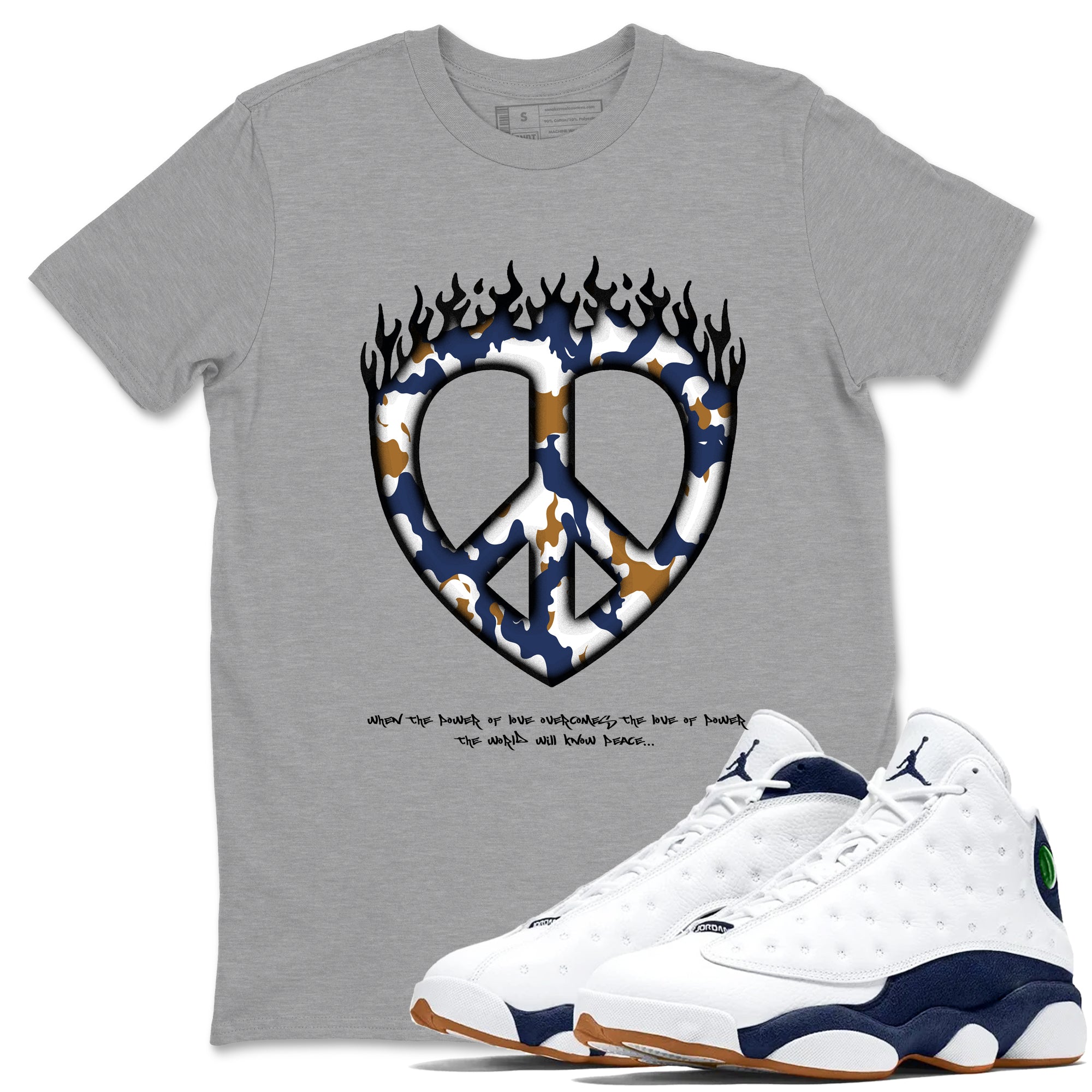 Love Peace snkmatch Tees - Air Jordan 13 Midnight Navy