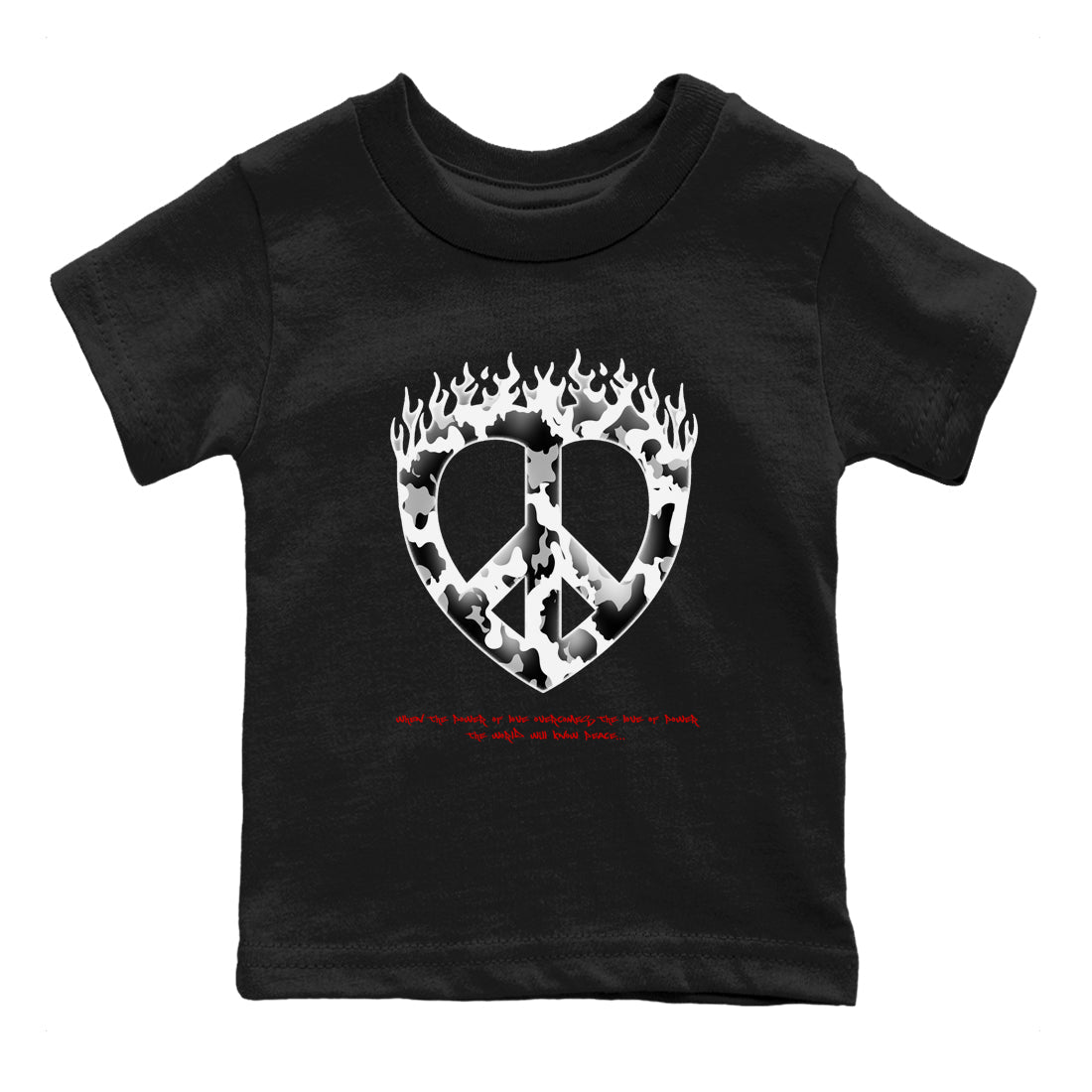 Love Peace snkmatch Tees Kids - Air Jordan 14 Black Toe