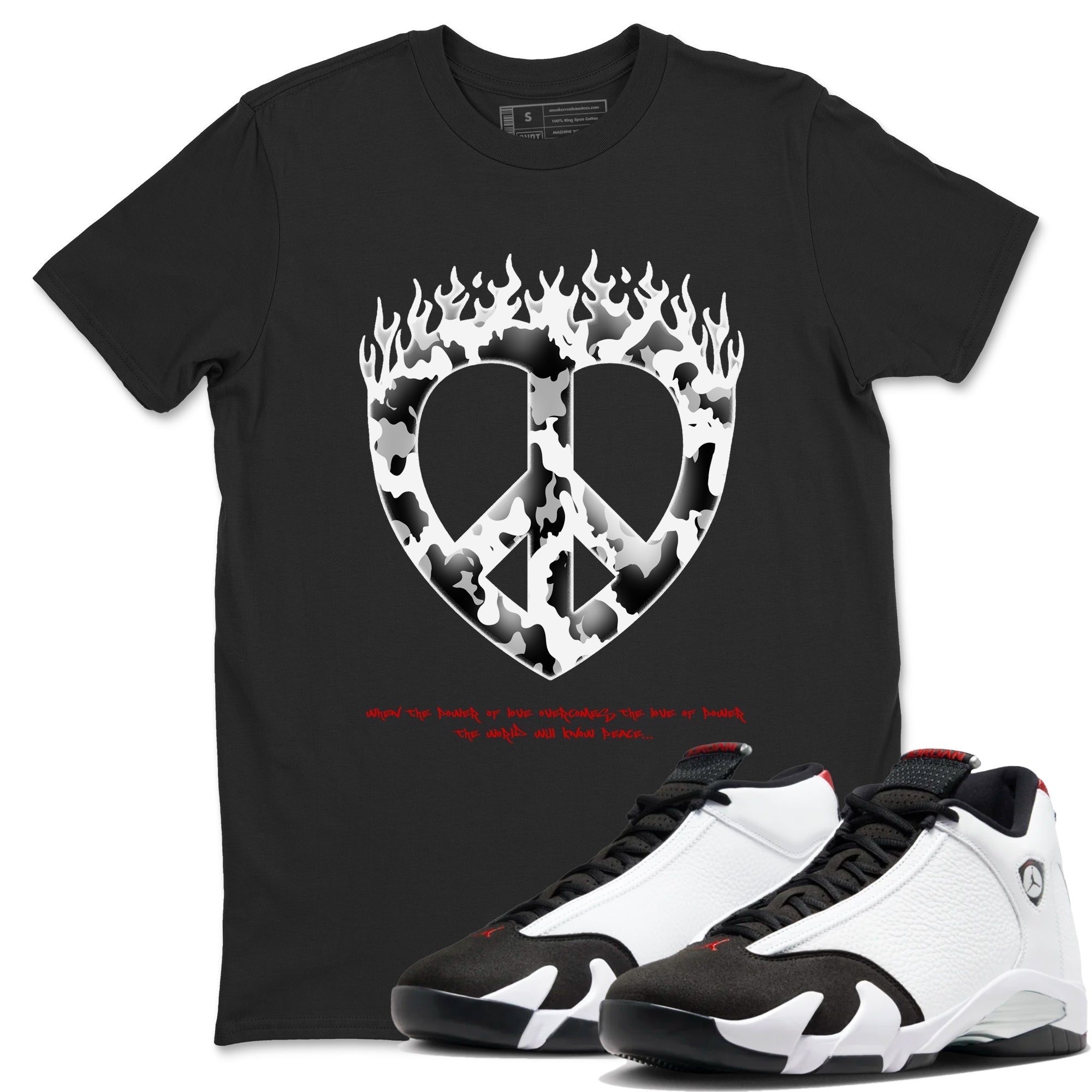 Love Peace snkmatch Tees - Air Jordan 14 Black Toe